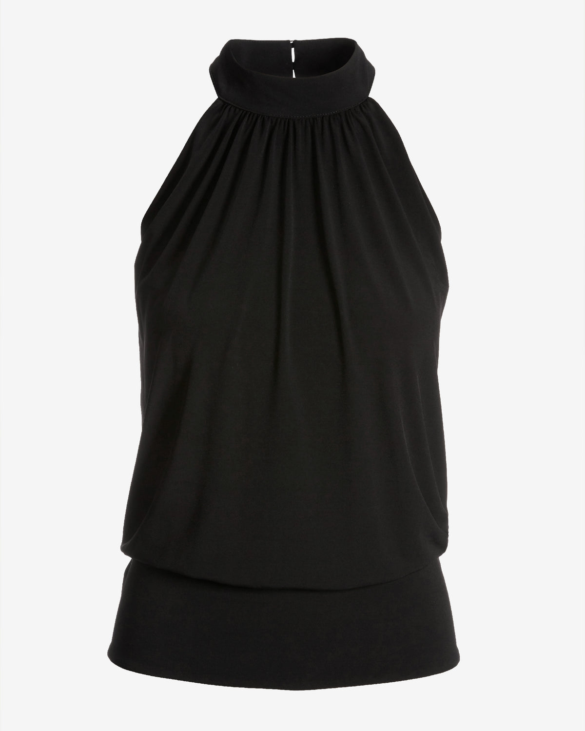 Halter Banded-Bottom Mock-Neck Knit Top Black