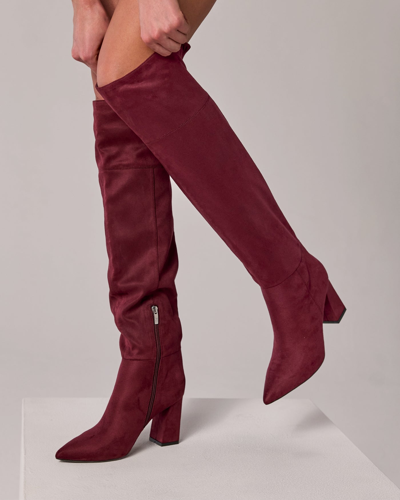 Over The Knee Pointed Toe Boot Wine