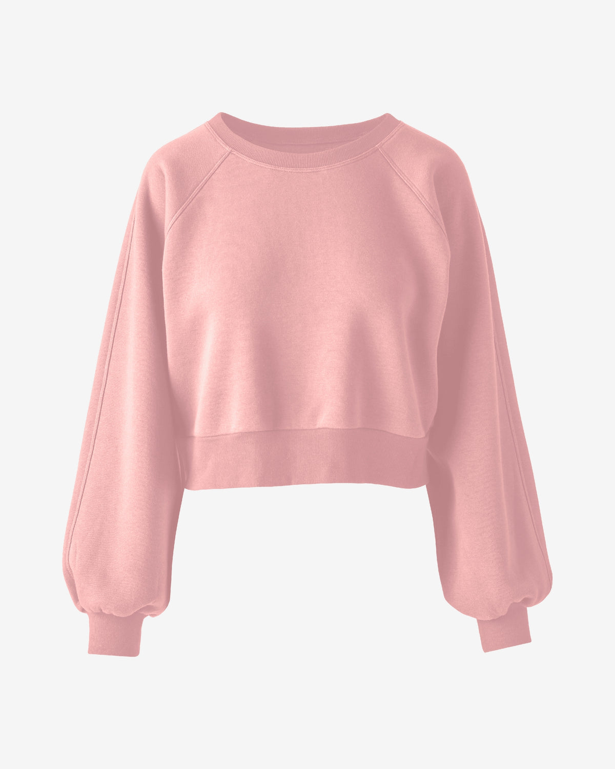 Brushed French Terry Cropped Crew Neck Sweatshirt English Rose