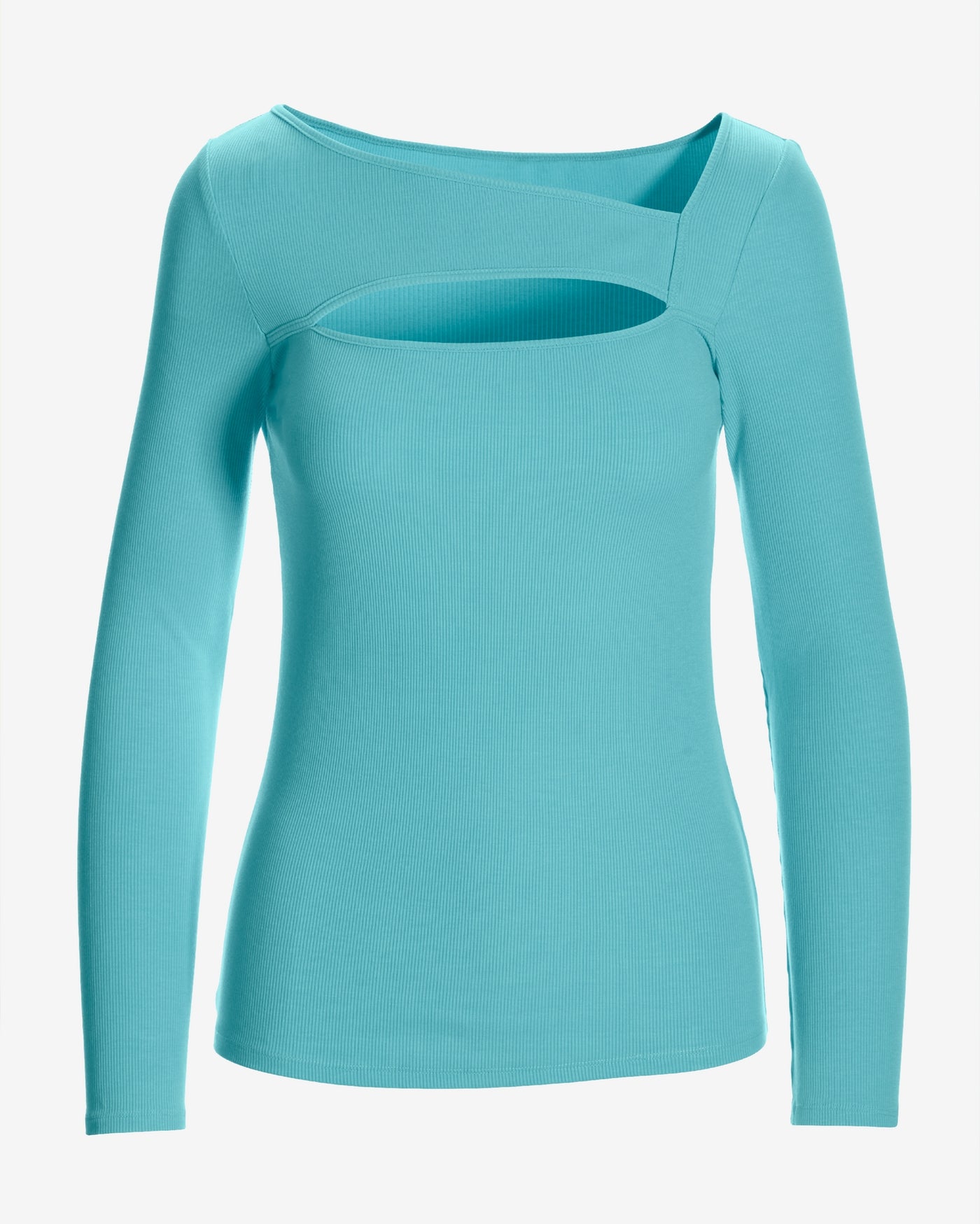 So Essential Ribbed Keyhole Cut Out Top Blue Topaz