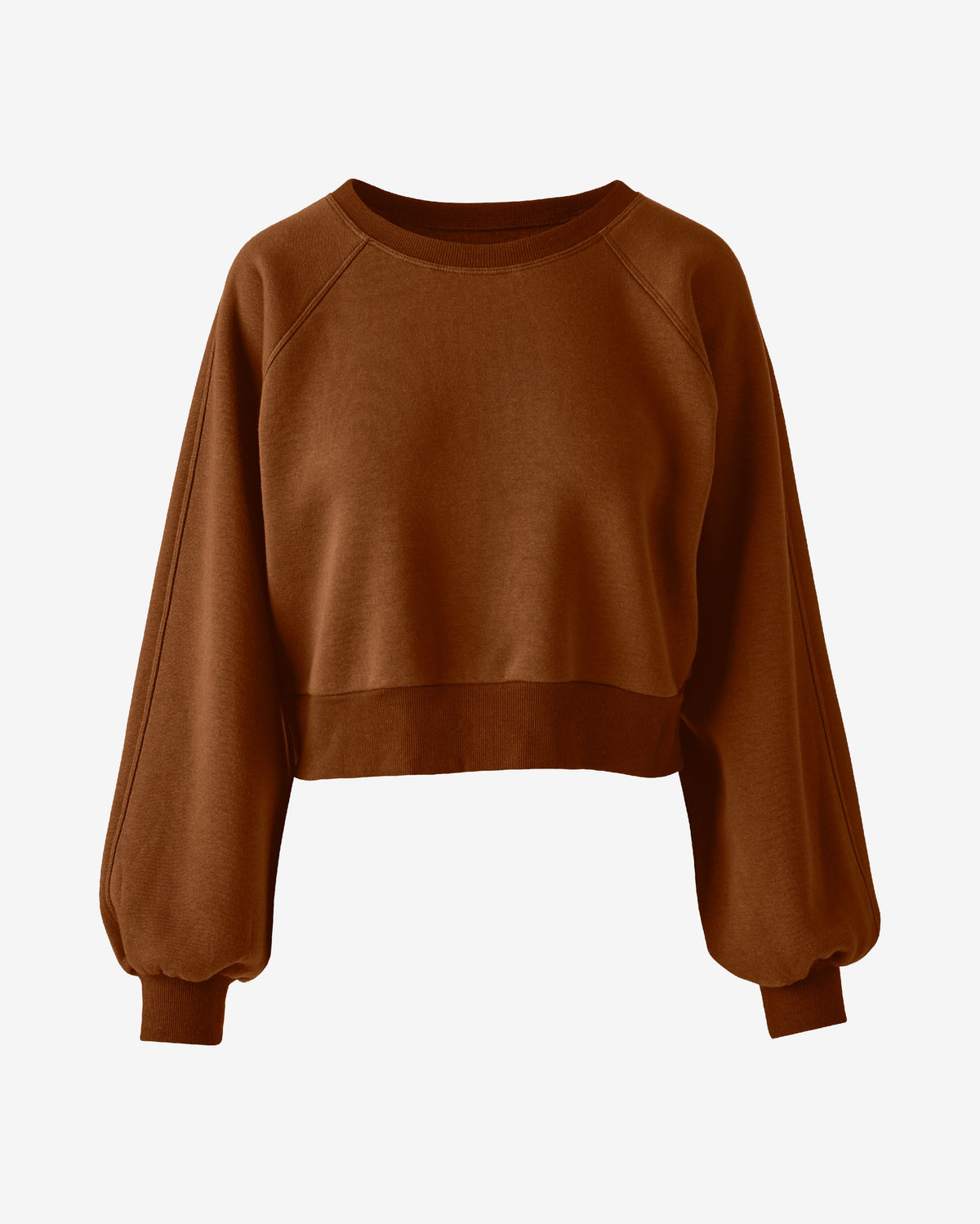 Brushed French Terry Cropped Crew Neck Sweatshirt Tortoise Shell