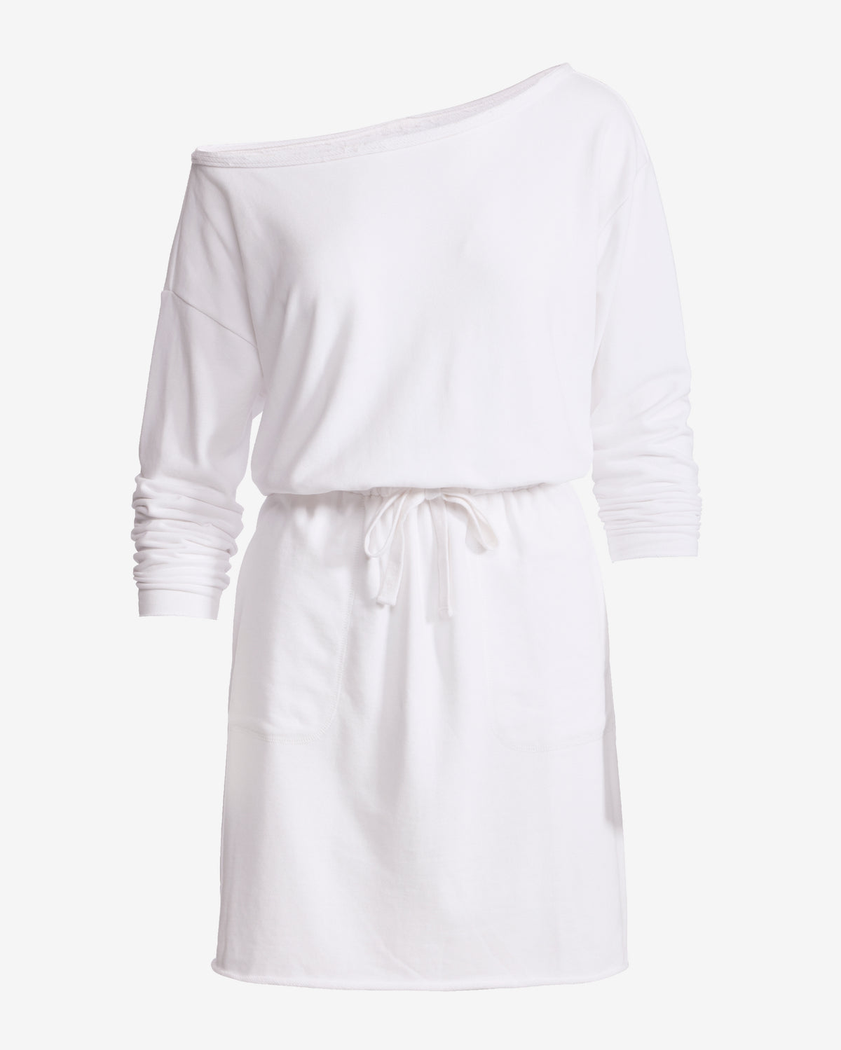 Cotton Comfort Slouchy Drawstring Sport Dress White