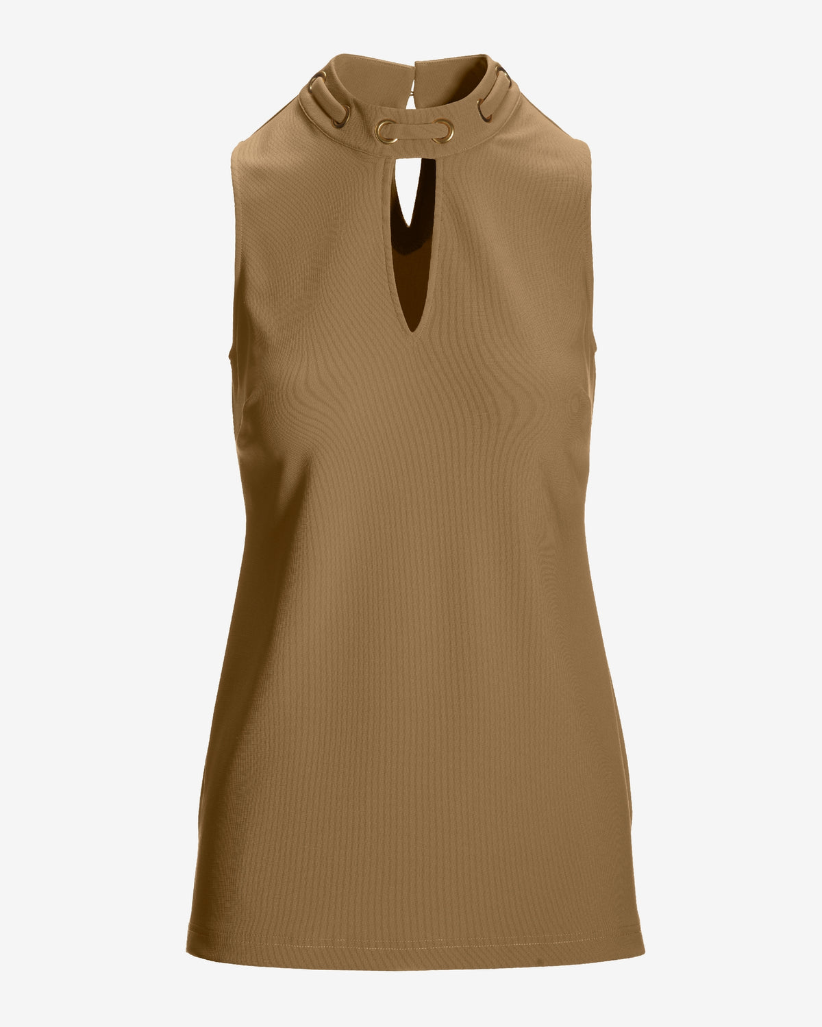Beyond Travel Grommet Keyhole Tunic Top Camel