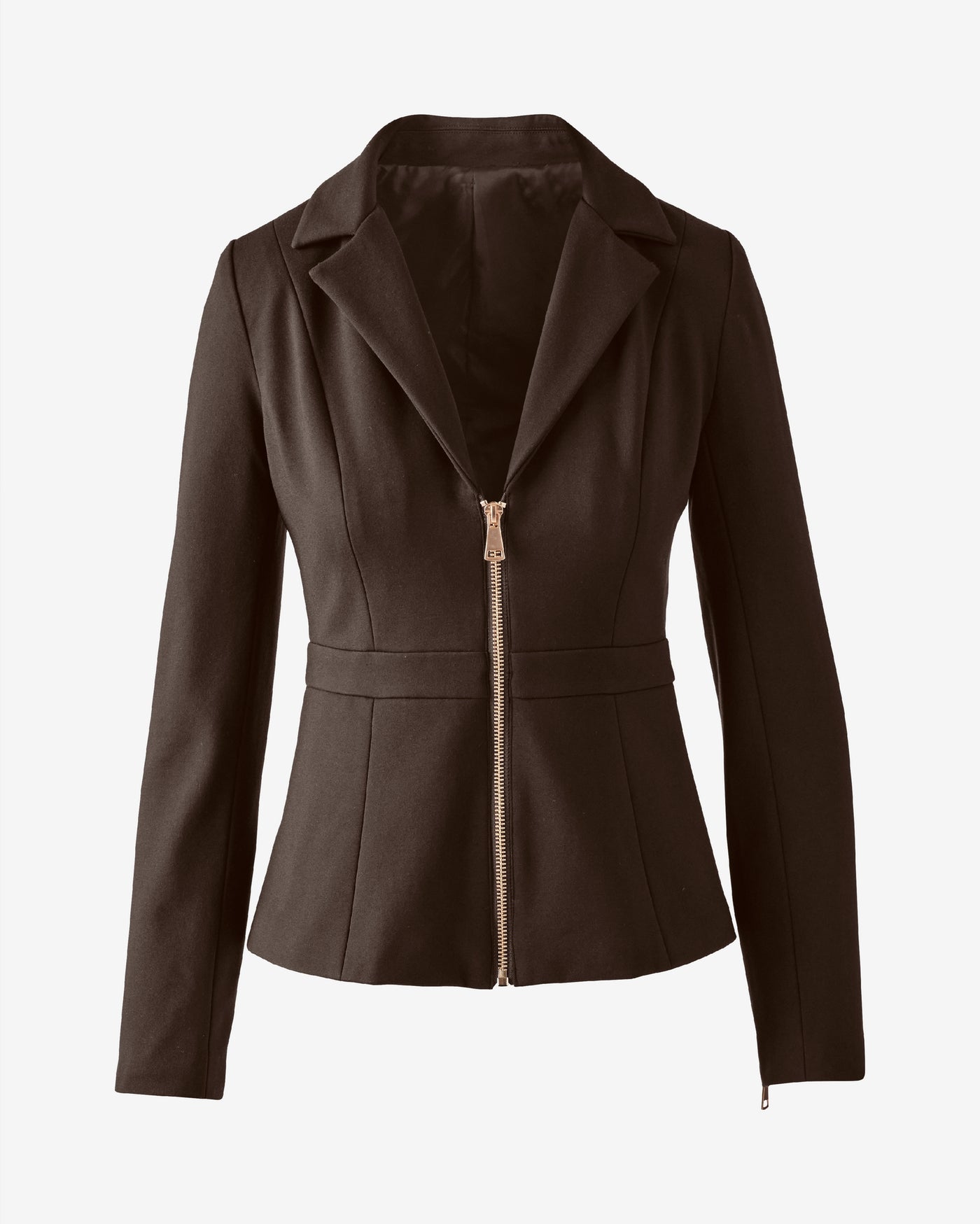 Ultimate Ponte Zip Front Blazer Chocolate Torte