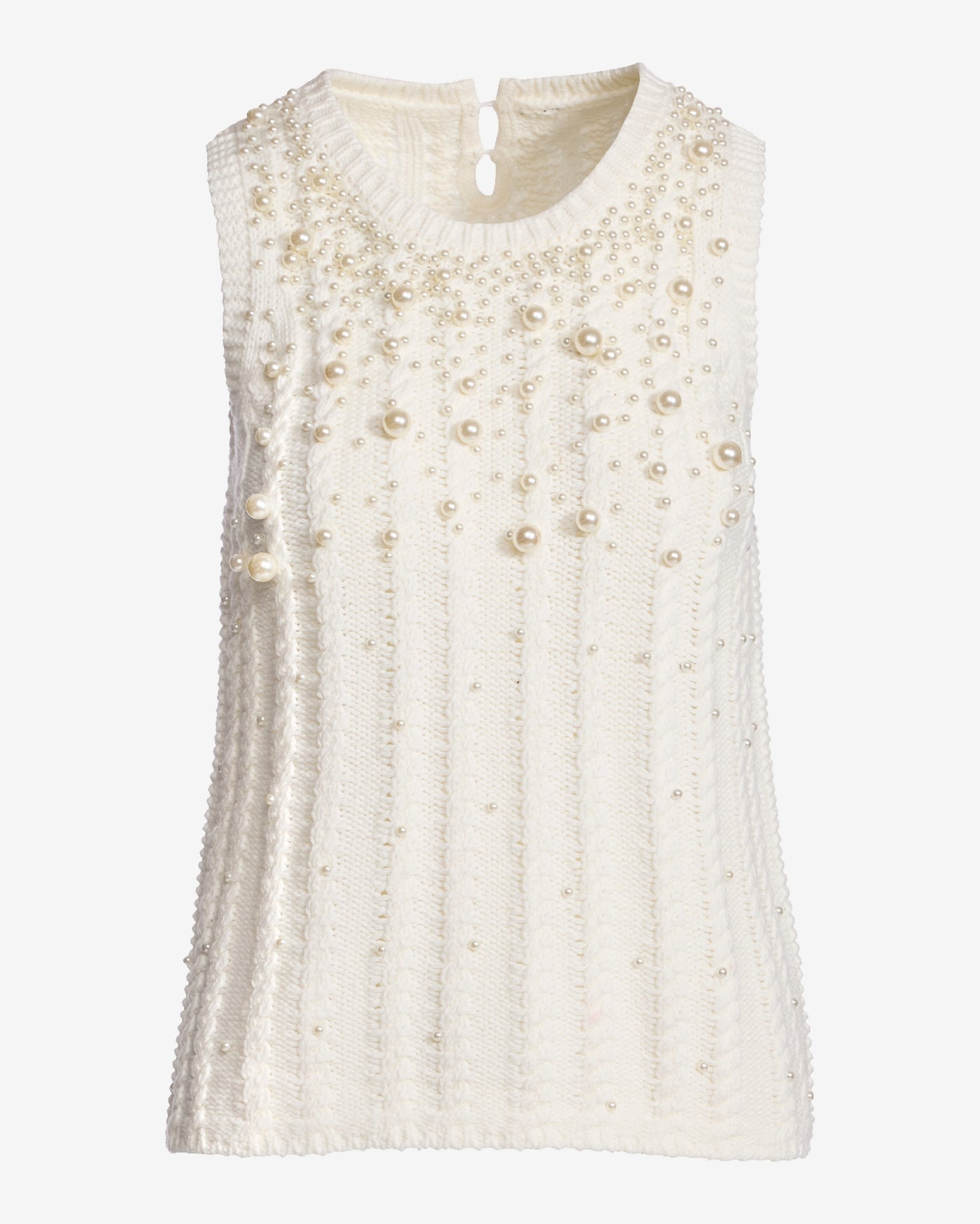 Pearl Cable Sleeveless Sweater Off White