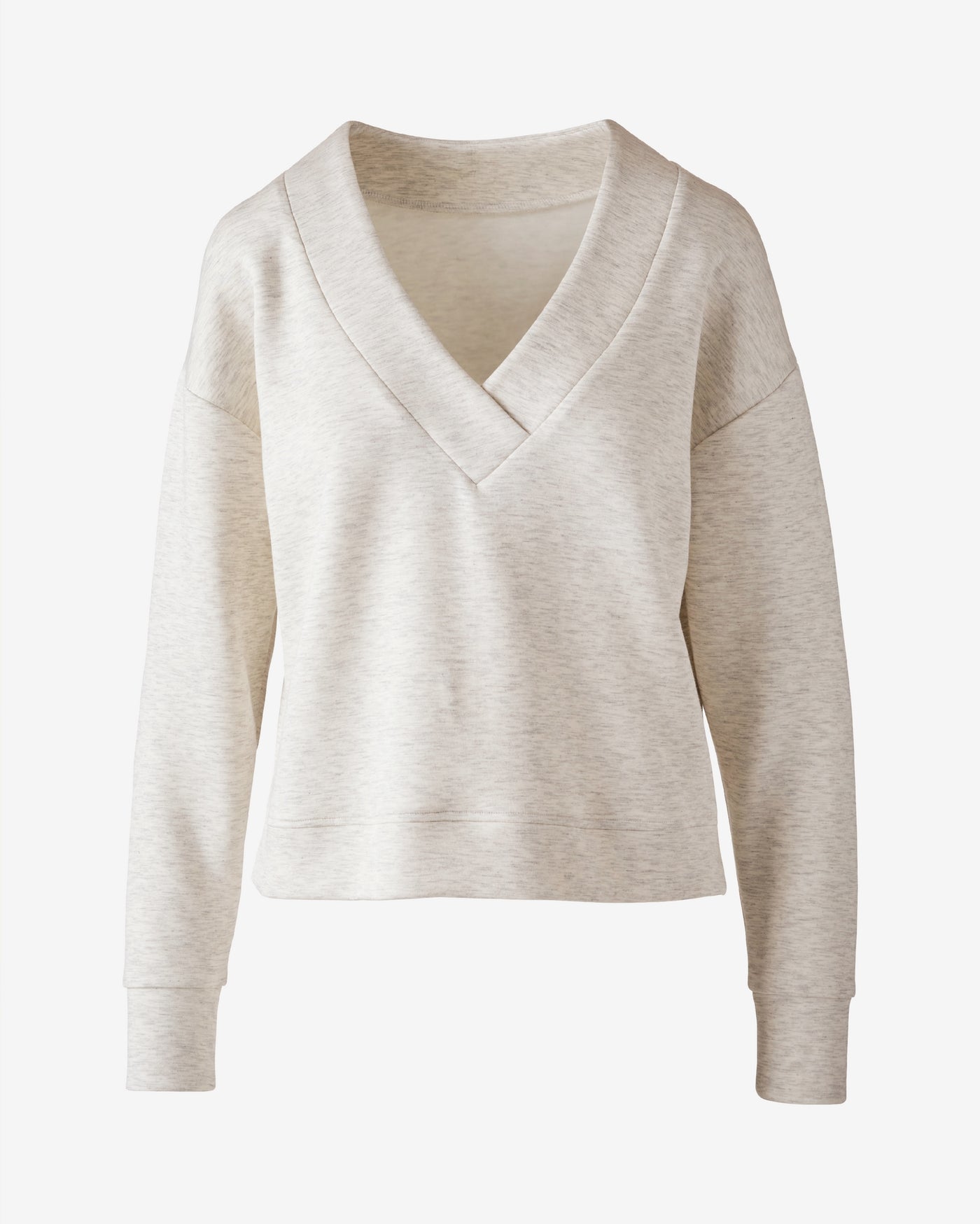 Luxe Lounge Drop Shoulder V Neck Top Light Heather Gray