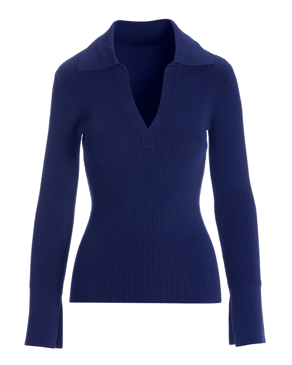 Ribbed Collar Sweater Navy