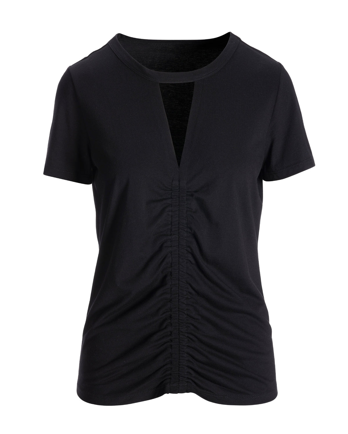 Cutout Ruched Tee Black