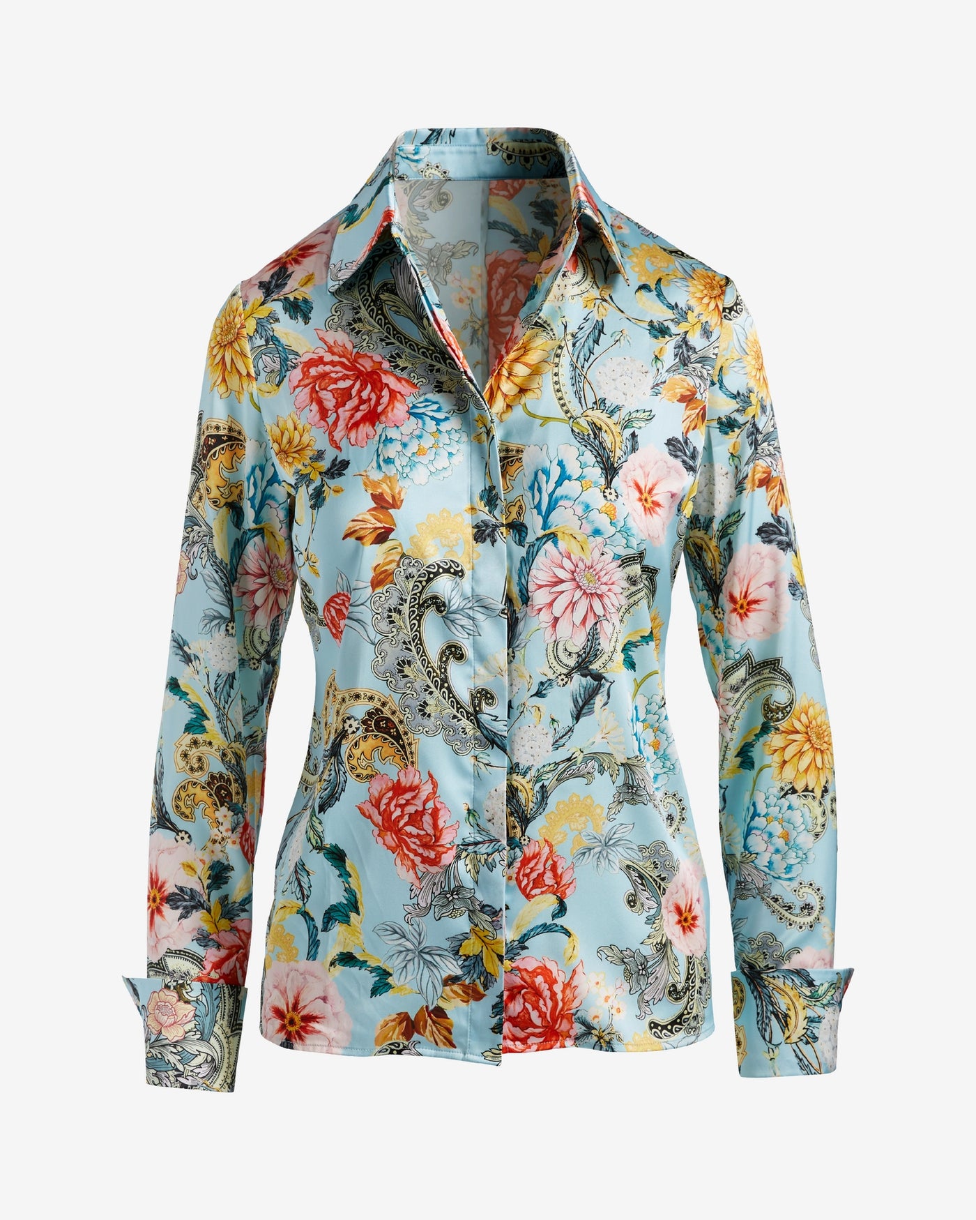 Print Sophia Charmeuse Blouse Paisley Garden