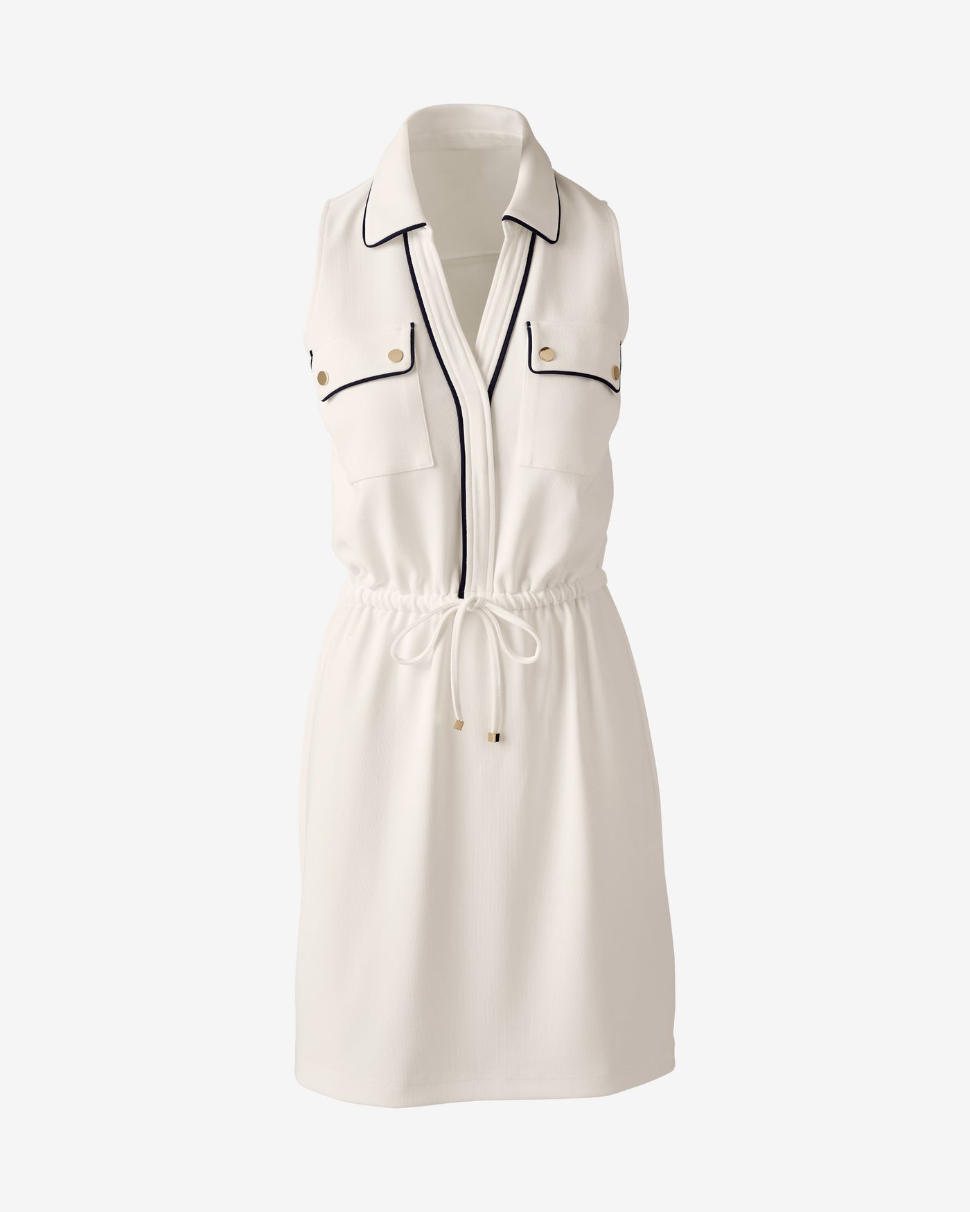 Beyond Travel Piped Chic Drawstring Utility Dress Ivory Coast