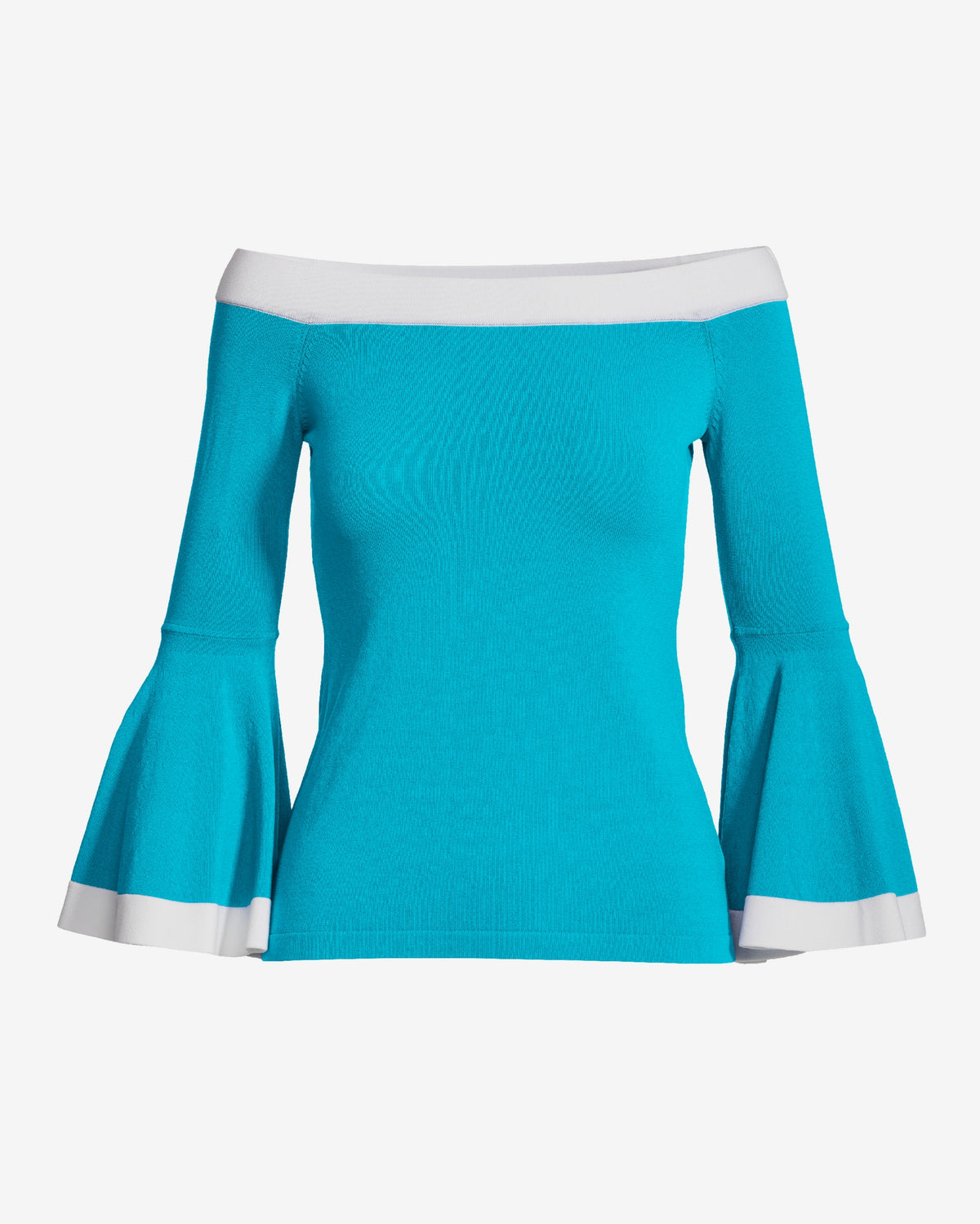 Color Block Flare Sleeve Sweater Scuba Blue