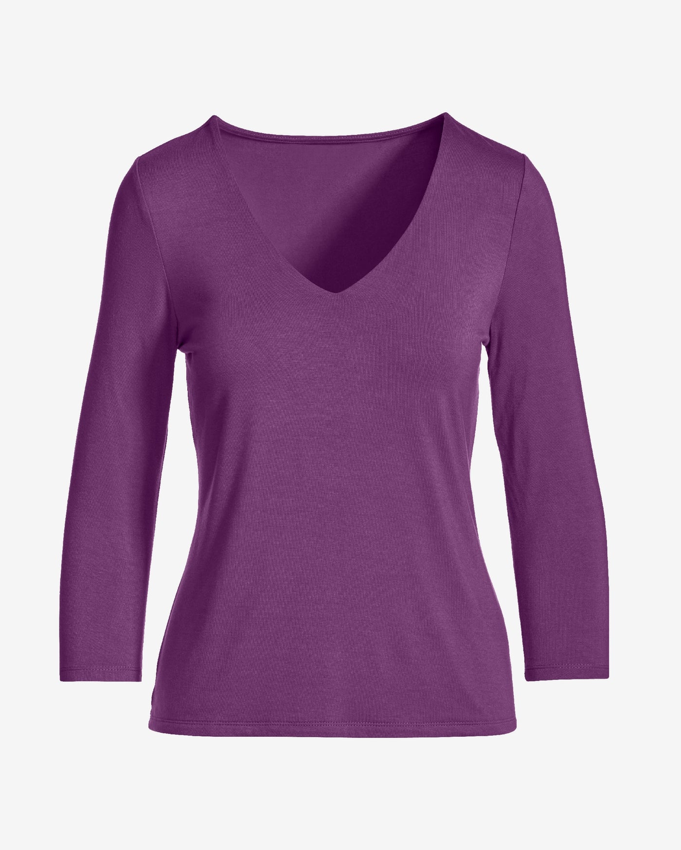 Effortless Three Quarter Sleeve V Neck Hollyhock