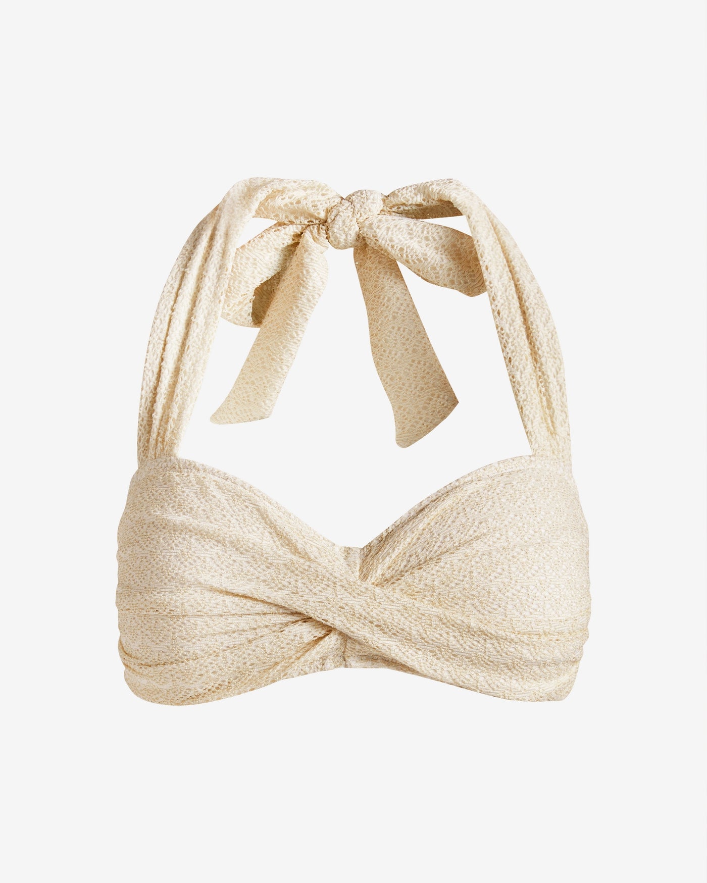 Swim Sense Metallic Crochet Bikini Top Ivory