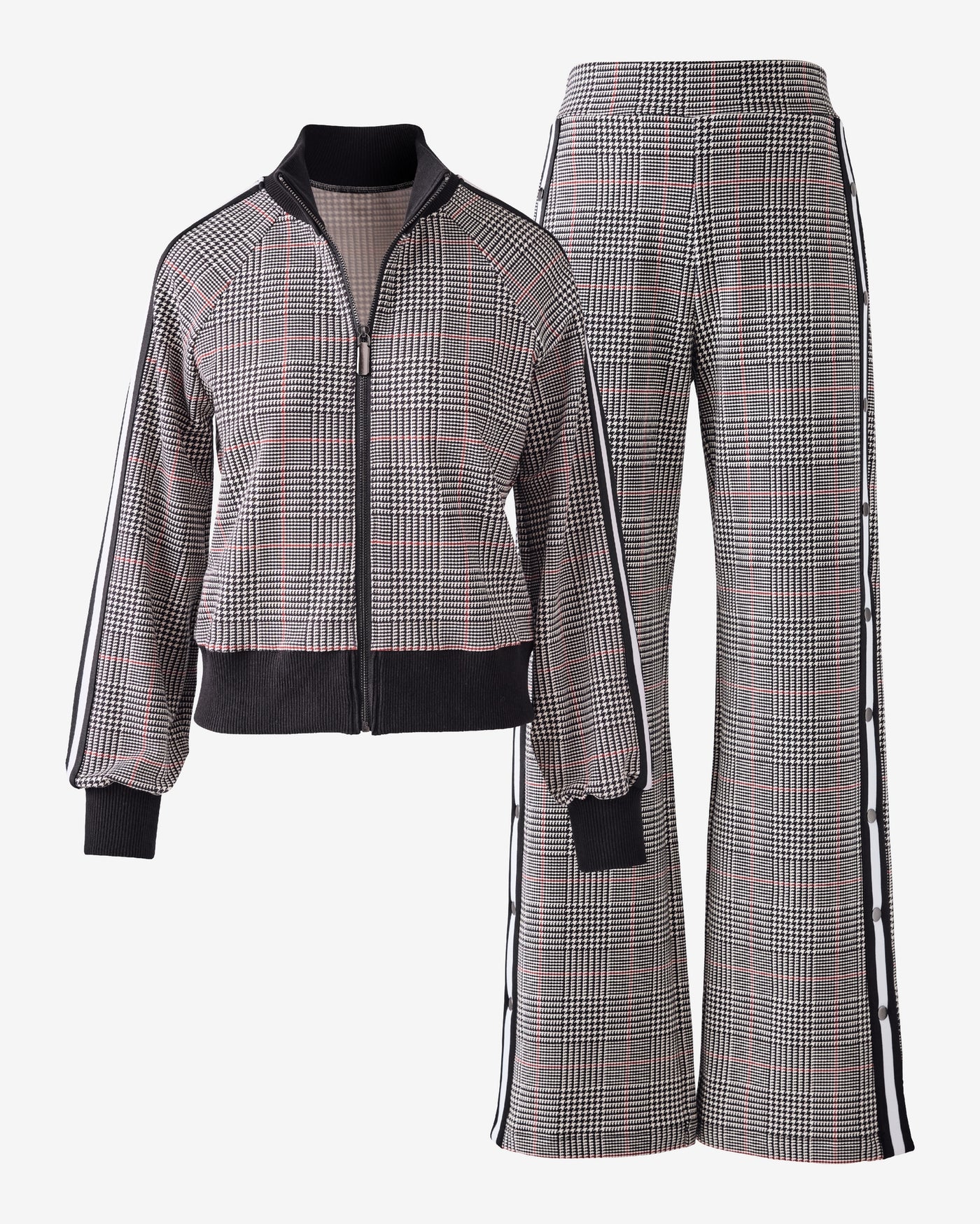 Plaid Printed French Terry Jacket Set Plaid Fete