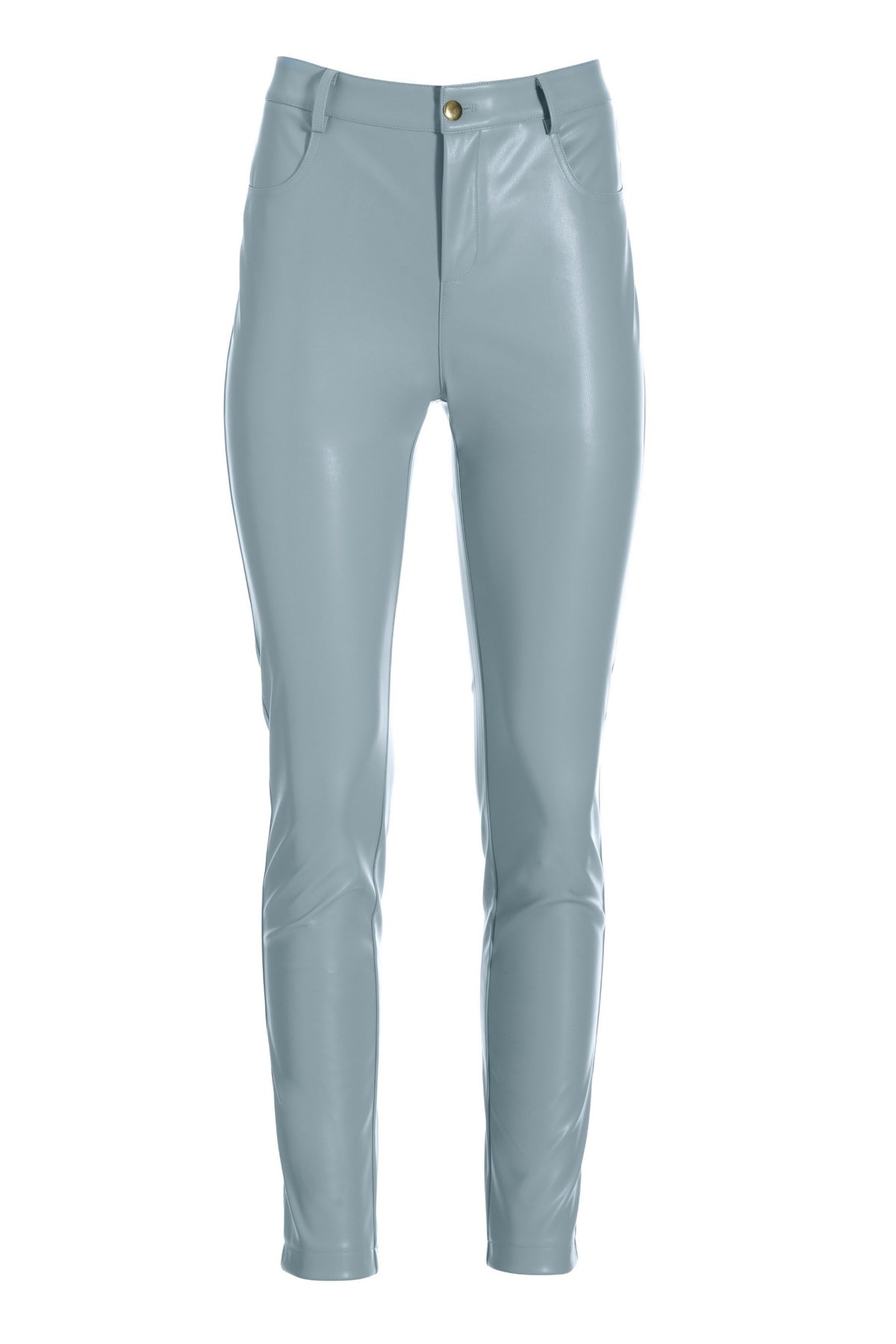 Faux Leather Five Pocket Pant Light Blue