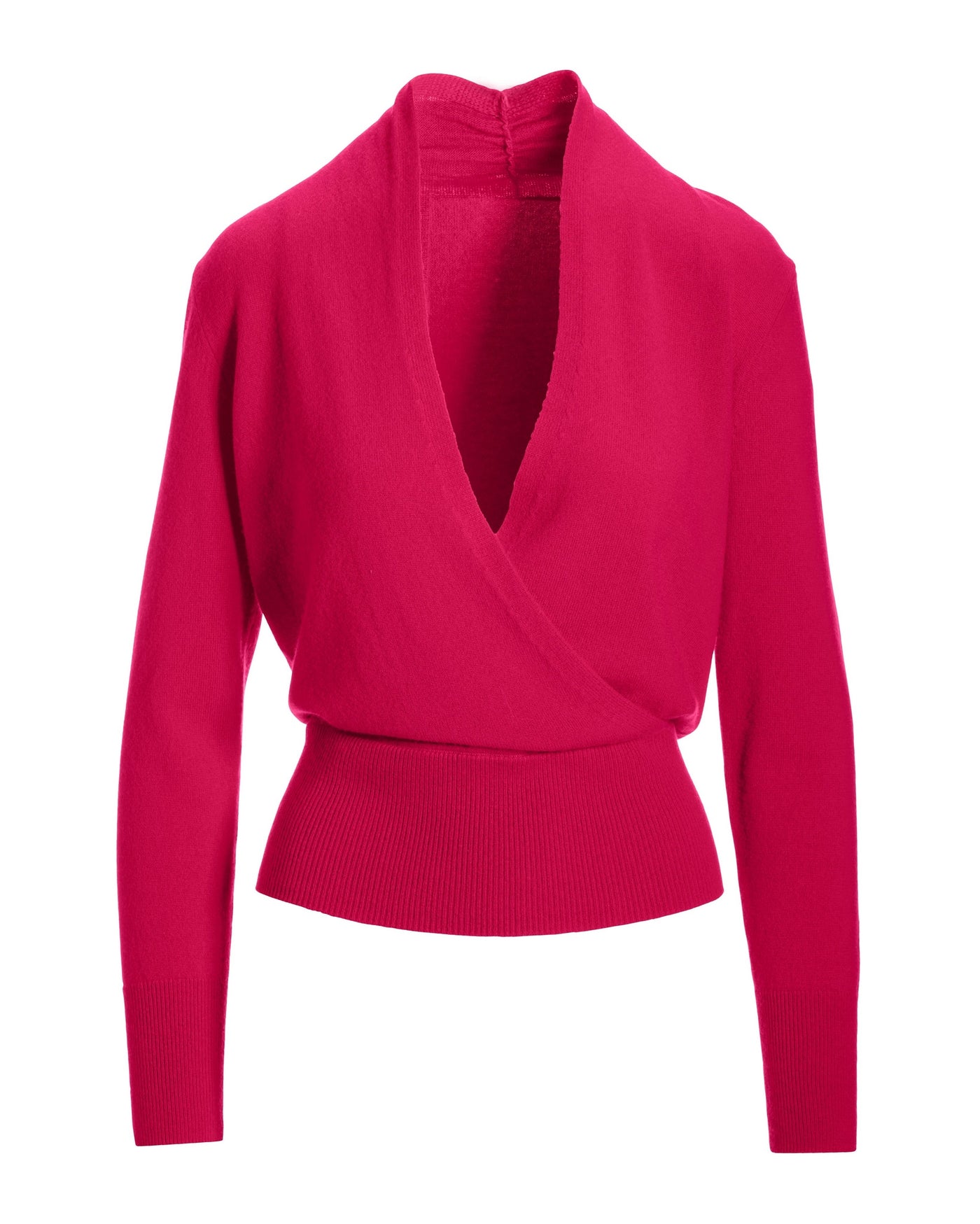 Cashmere Surplice Blouson Sweater Bright Pink
