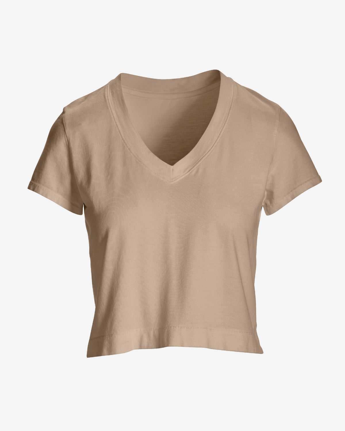 Cotton V Neck Short Sleeve Tee Sesame