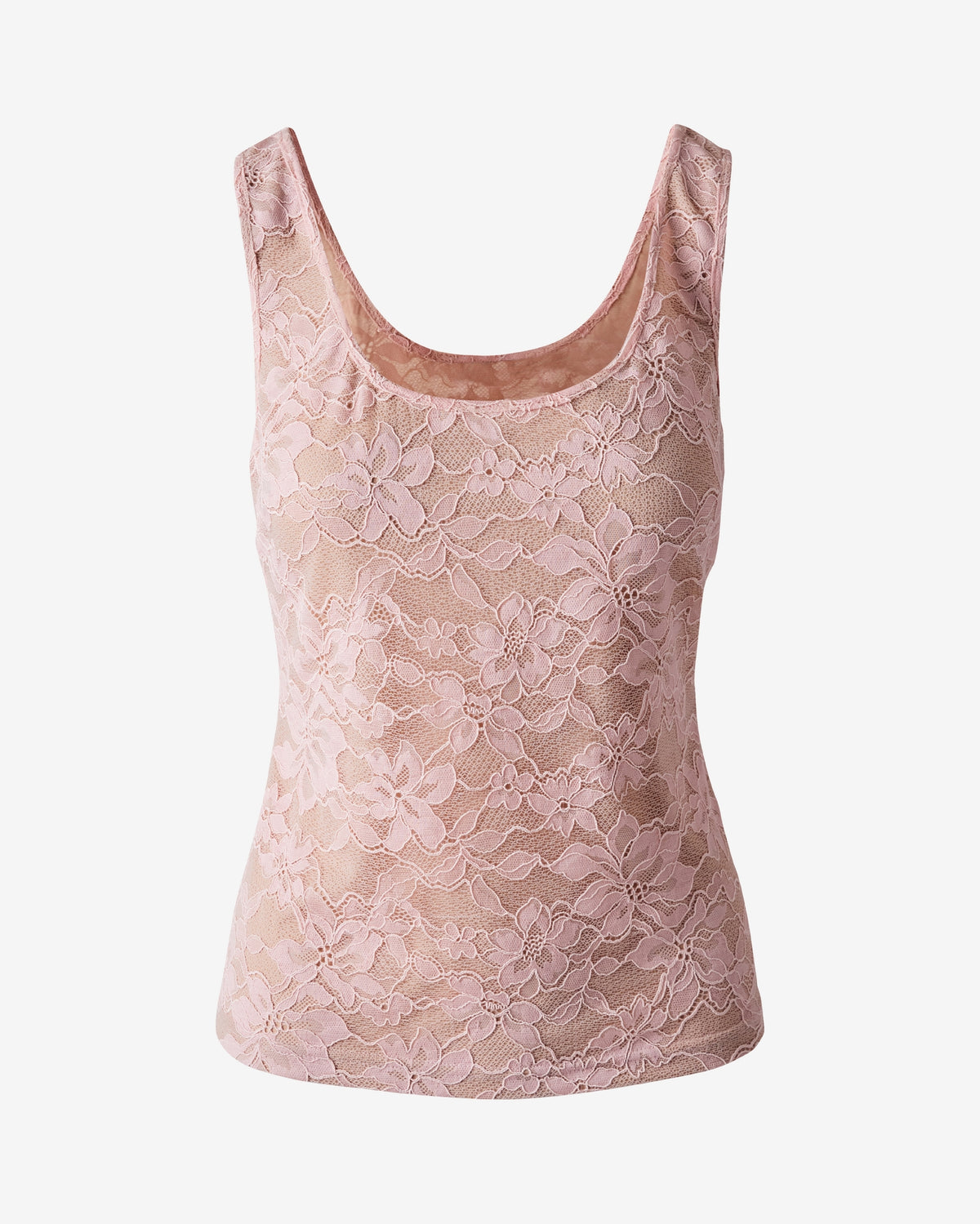 Lace Scoop Neck Tank Top Seashell Pink