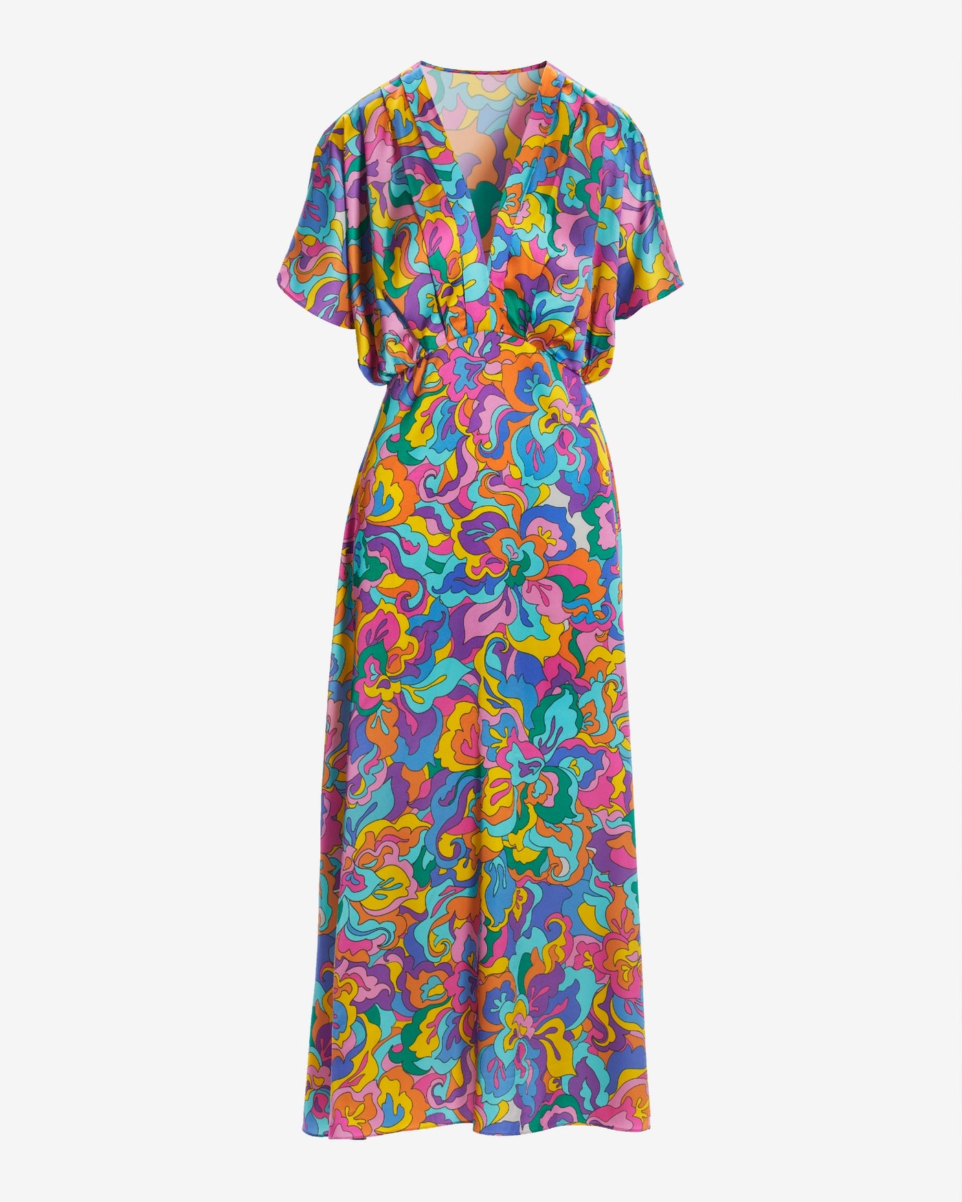 Abstract Sol Print V neck Ankle Length Dress Multi