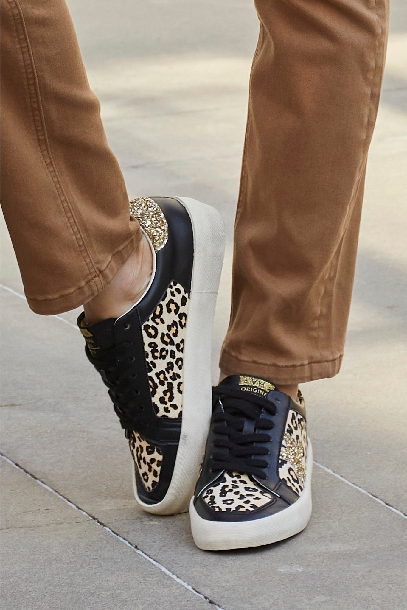 Leopard and Embellished Sneaker Black/Leopard