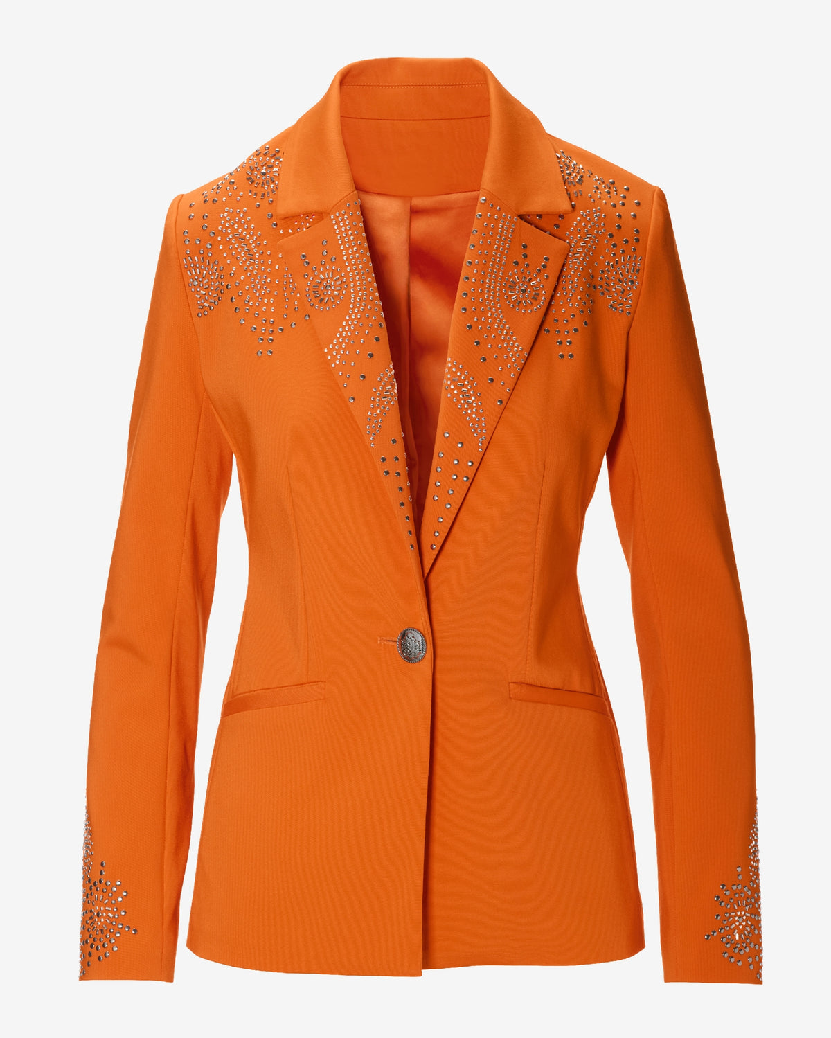 Embellished Modern Single Button Blazer Dark Orange