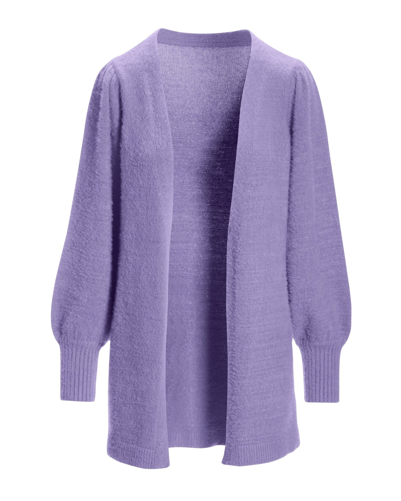 Plush Balloon Sleeve Cardigan Violet Tulip