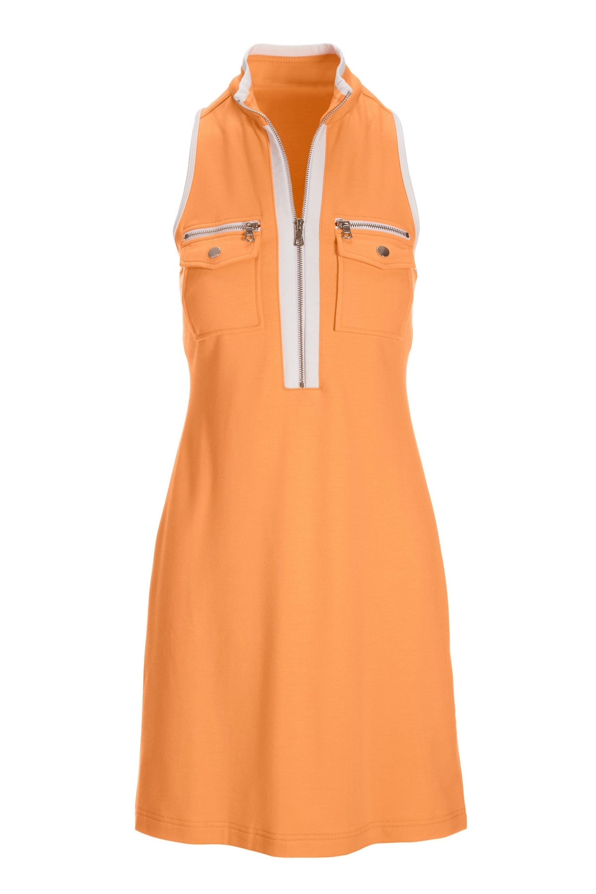 Sleeveless Chic Zip Dress Cantaloupe