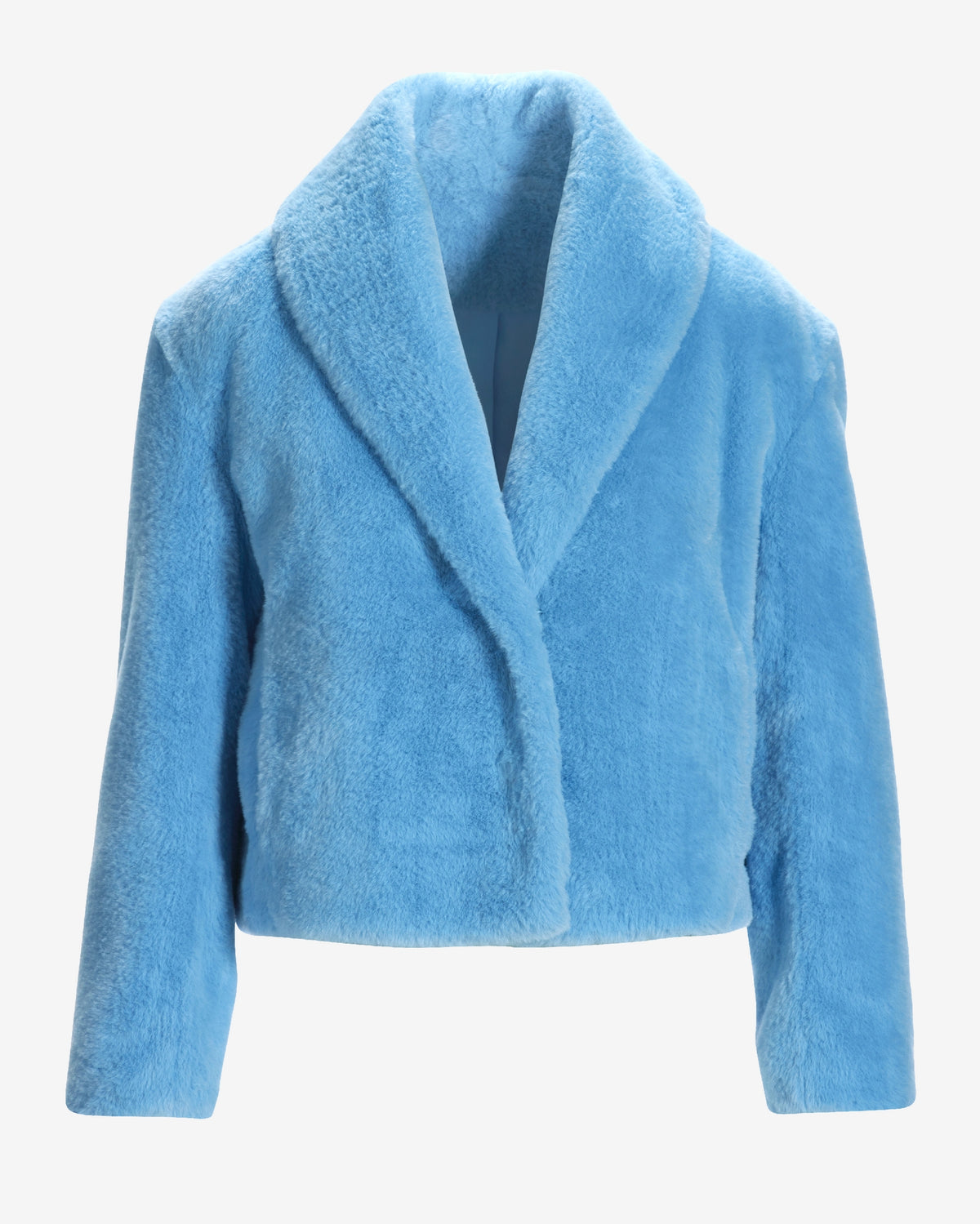 Shawl Collar Versatile Faux Fur Chubby Light Blue