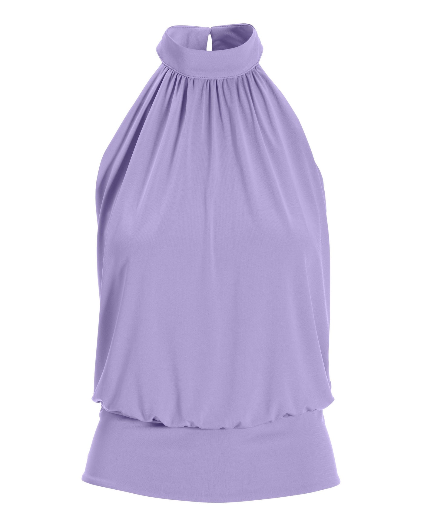 Halter Banded-Bottom Mock-Neck Knit Top Lavender
