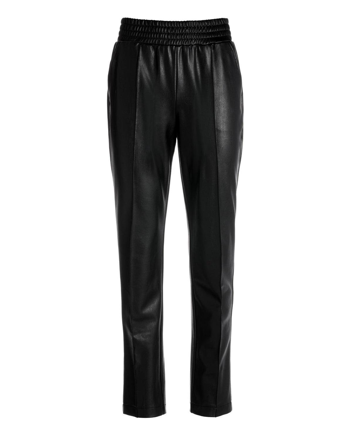 Faux Leather Pull-On Ankle Pant Black