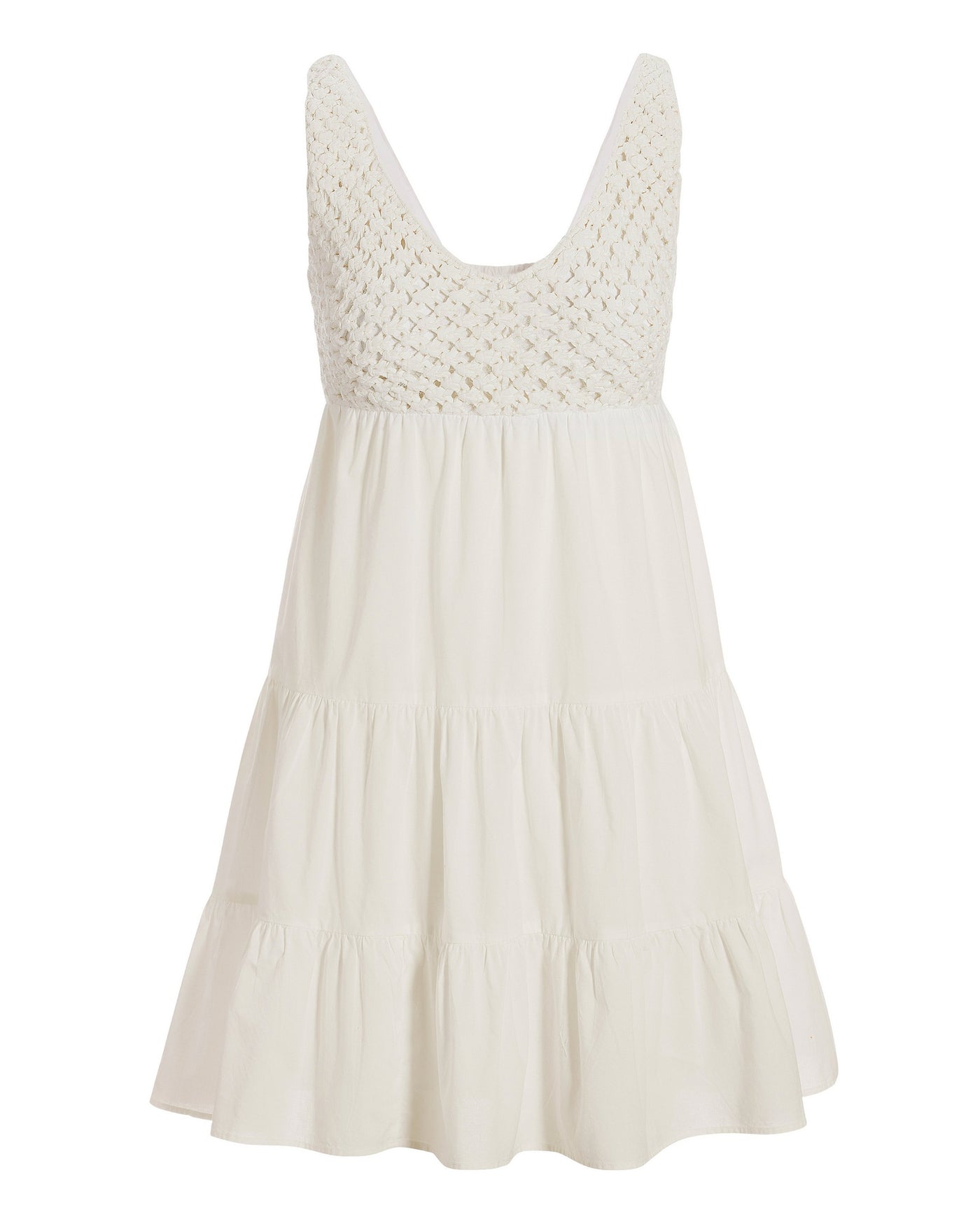 Macrame Tiered Tank Dress Off White
