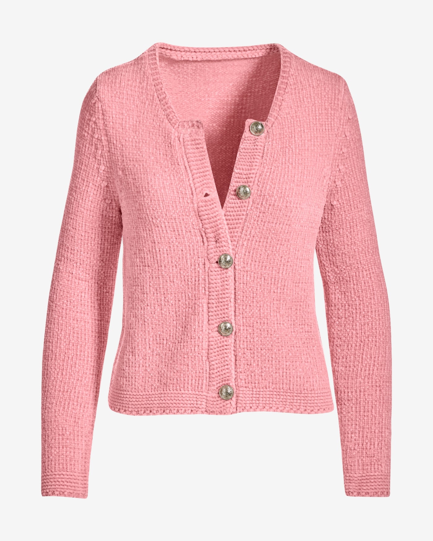 Chenille Long Sleeve Cardigan Coral Blush