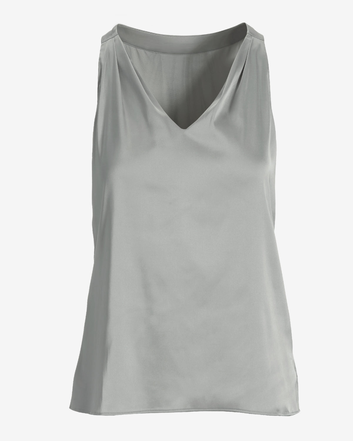 Nikki V-Neck Charmeuse Blouse Silver