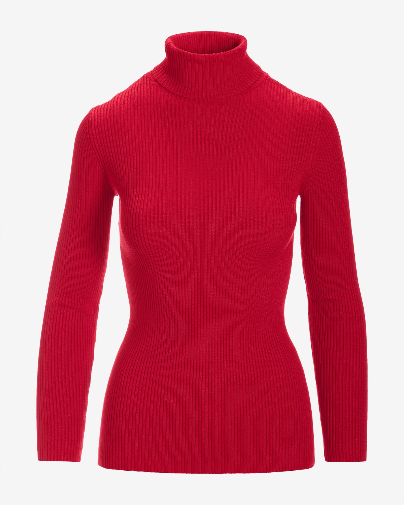 Ribbed Turtleneck Sweater Lipstick Red