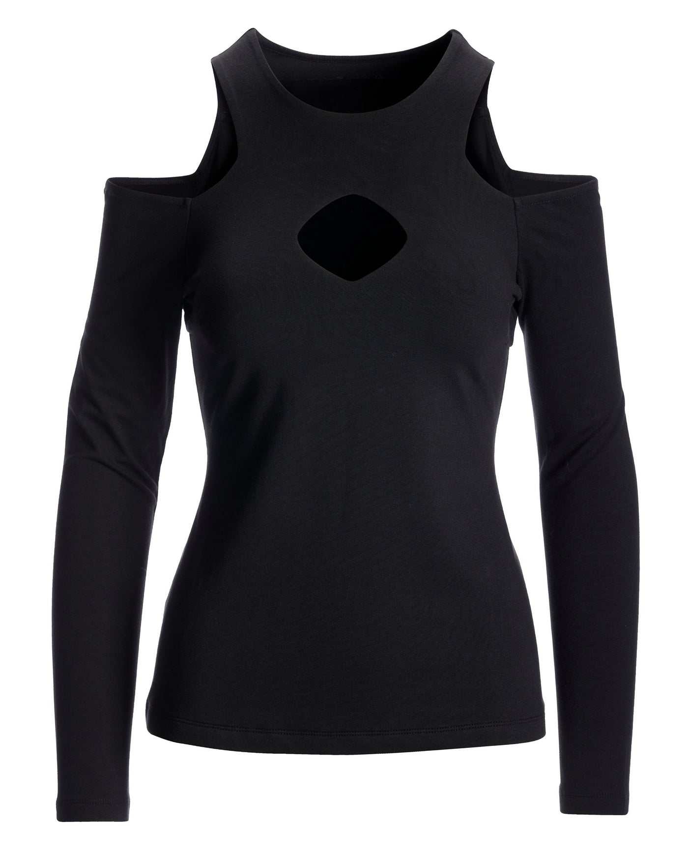 So Sexy Keyhole Cold Shoulder Knit Top Black