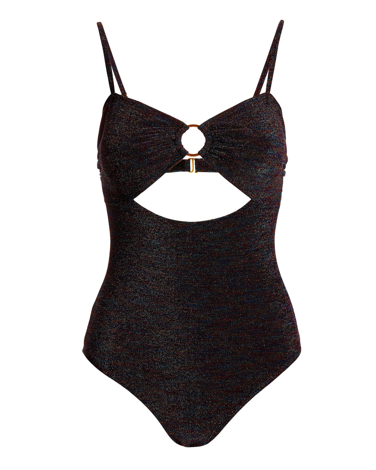 Multicolor Shimmer Sweetheart Ring One-Piece Swimsuit Black Multi
