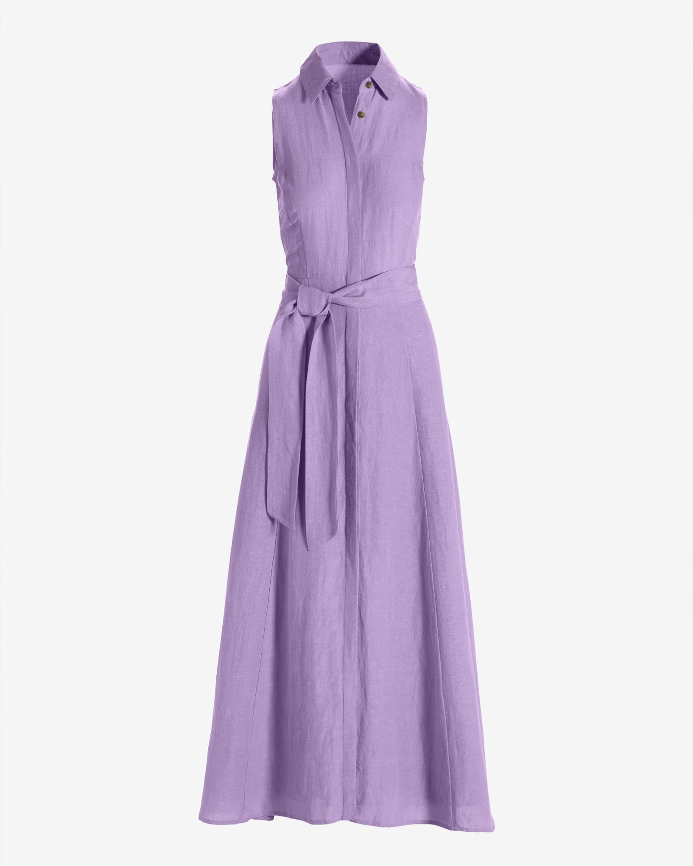 Sleeveless Linen Maxi Shirt Dress Lavender