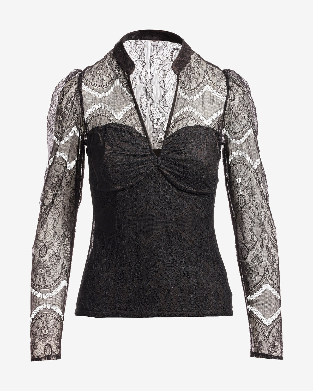 Delicate Lace Puff Sleeve Top Proper Black