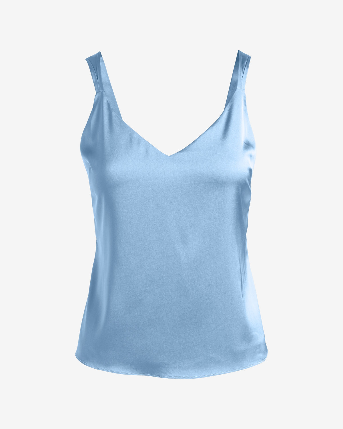 Lexi Sleeveless V-Neck Charmeuse Blouse Airy Blue