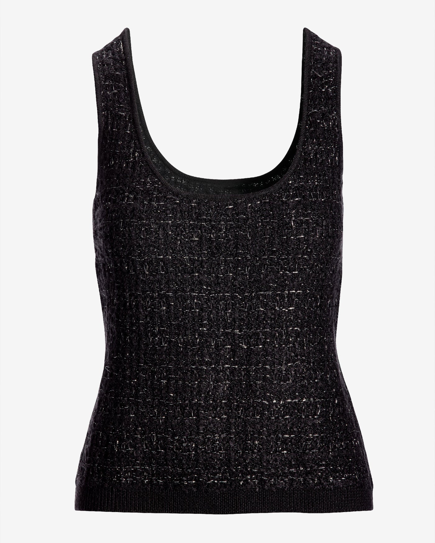 Sweater Tweed Scoop Neck Tank Black/Silver