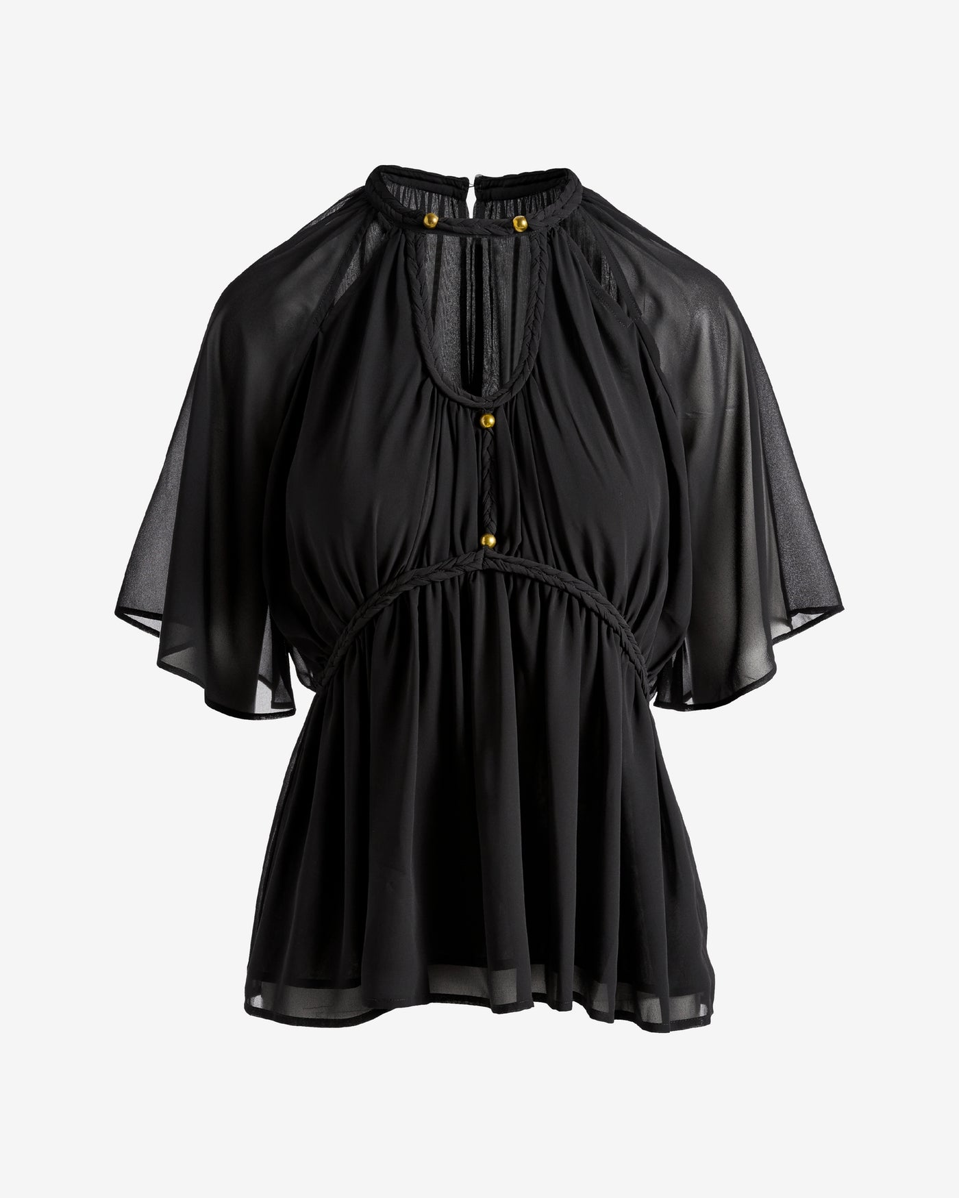 Braided Rope Trim Blouse Black