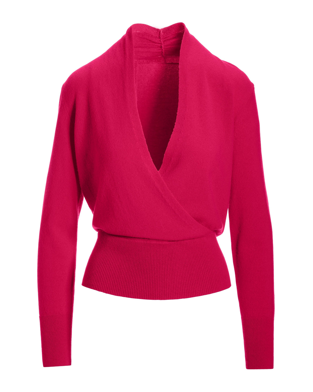 Cashmere Surplice Blouson Sweater Bright Pink