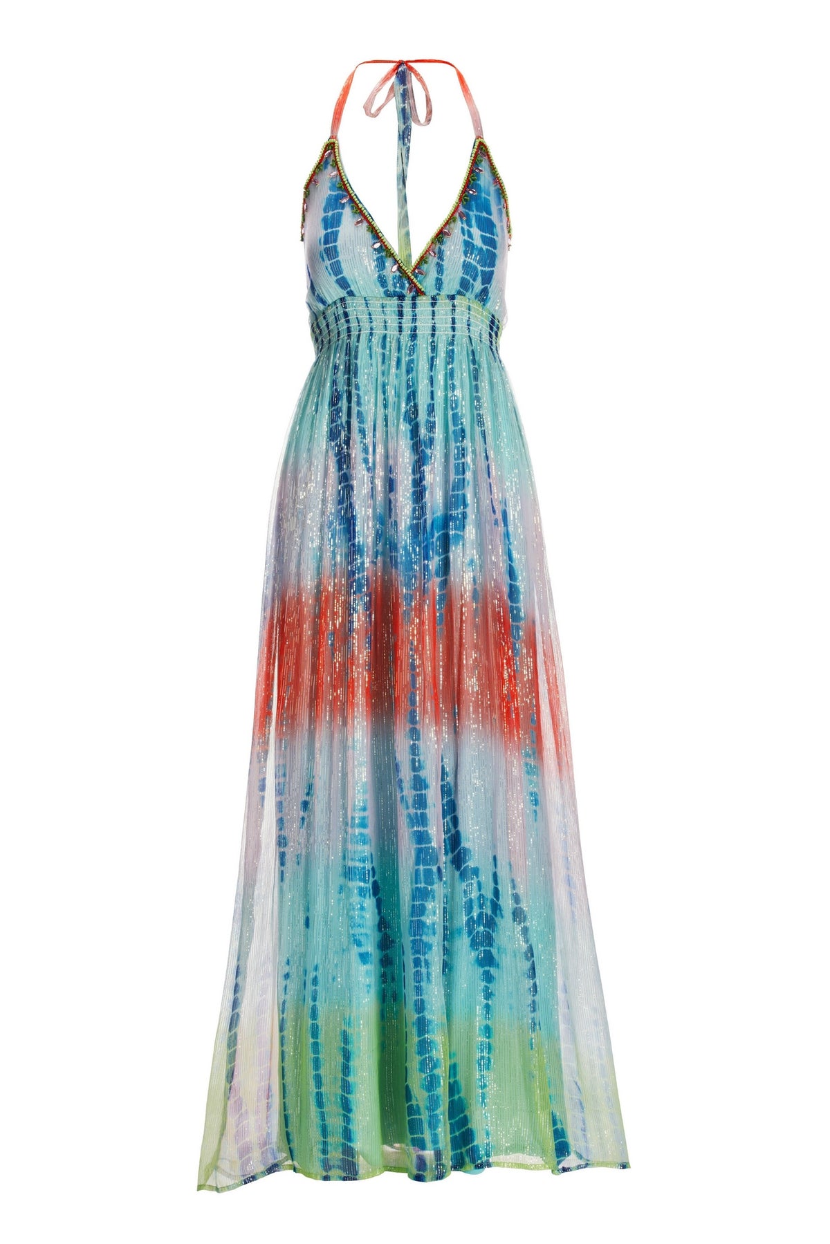 Tie Dye Print Embellished Maxi Multi