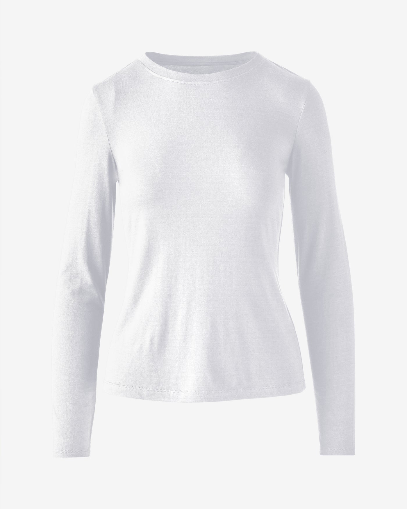 Long Sleeve Crew Neck T Shirt Pure White