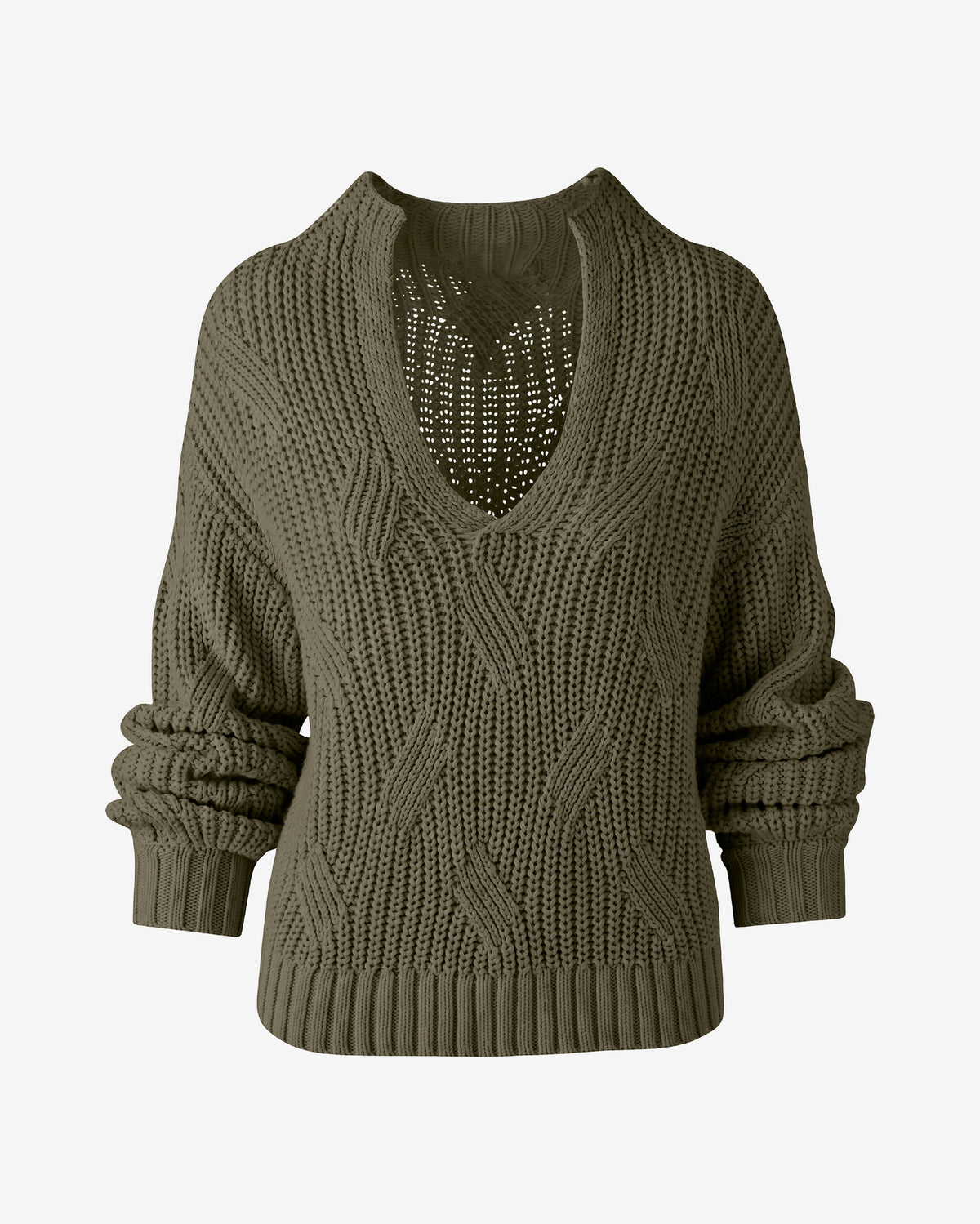 Novelty Stitch Mid Gauge Sweater Olive Night