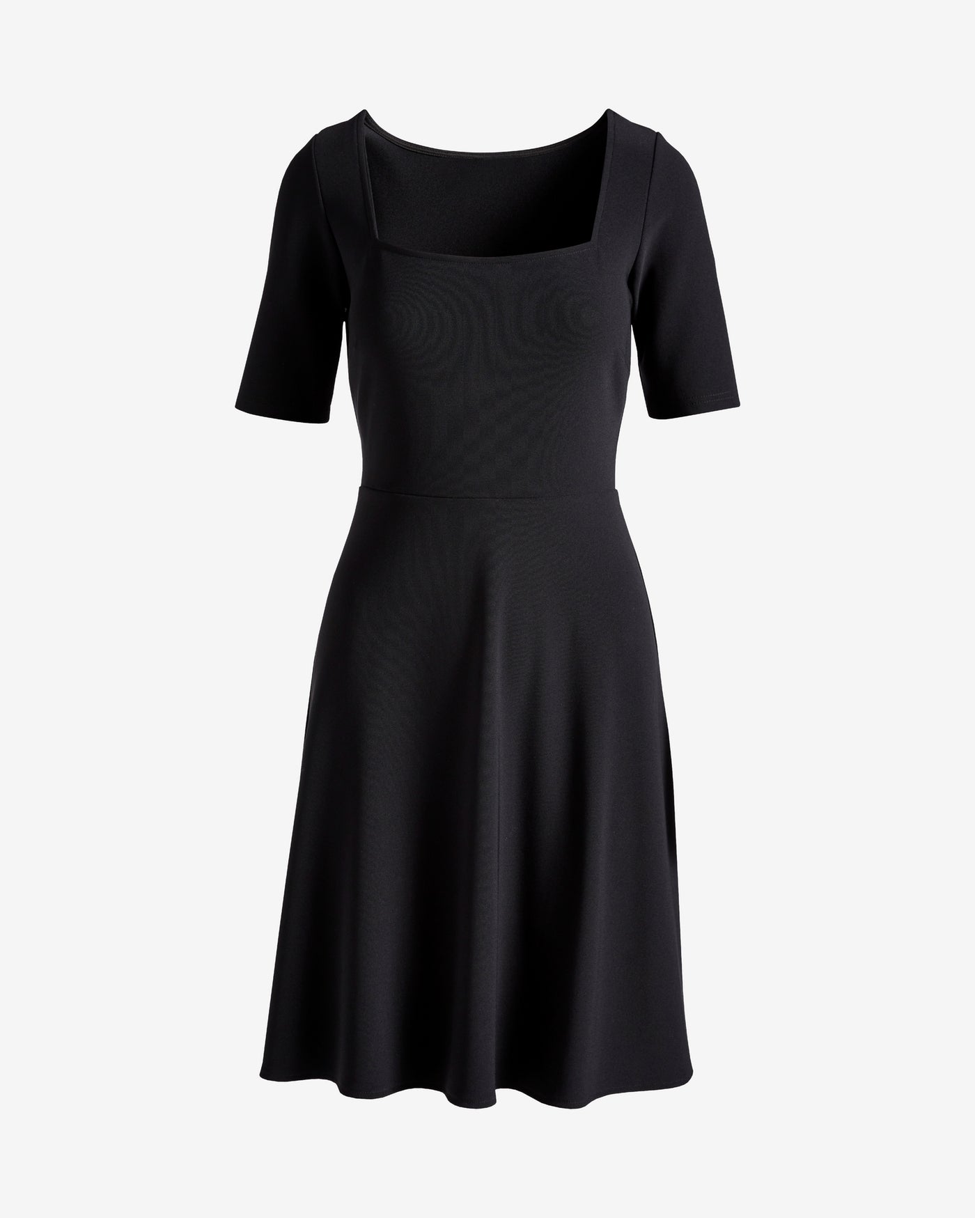 Beyond Travel Square Neck Fit and Flare Dress Jet Black