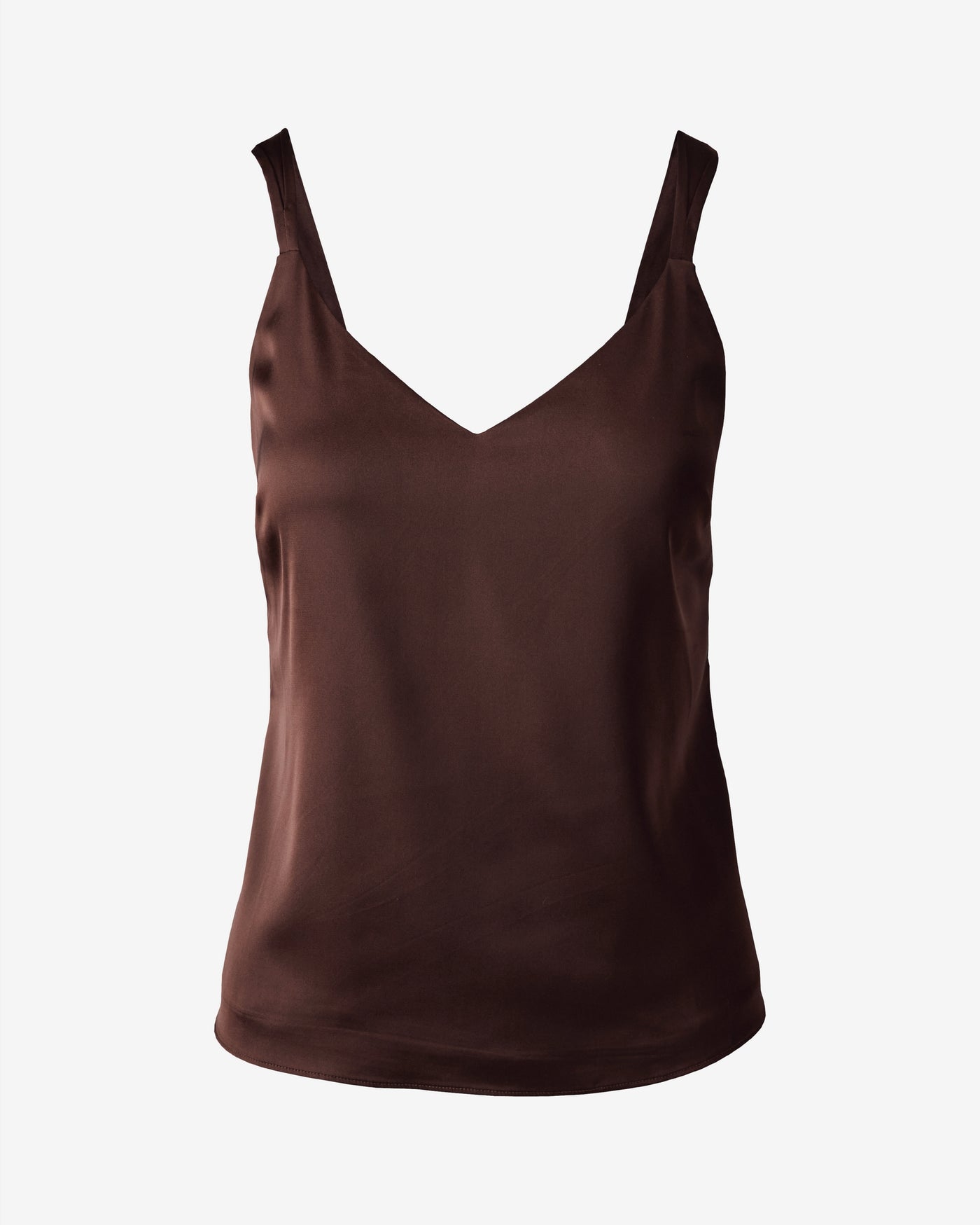 Lexi Sleeveless V-Neck Charmeuse Blouse Safari Brown