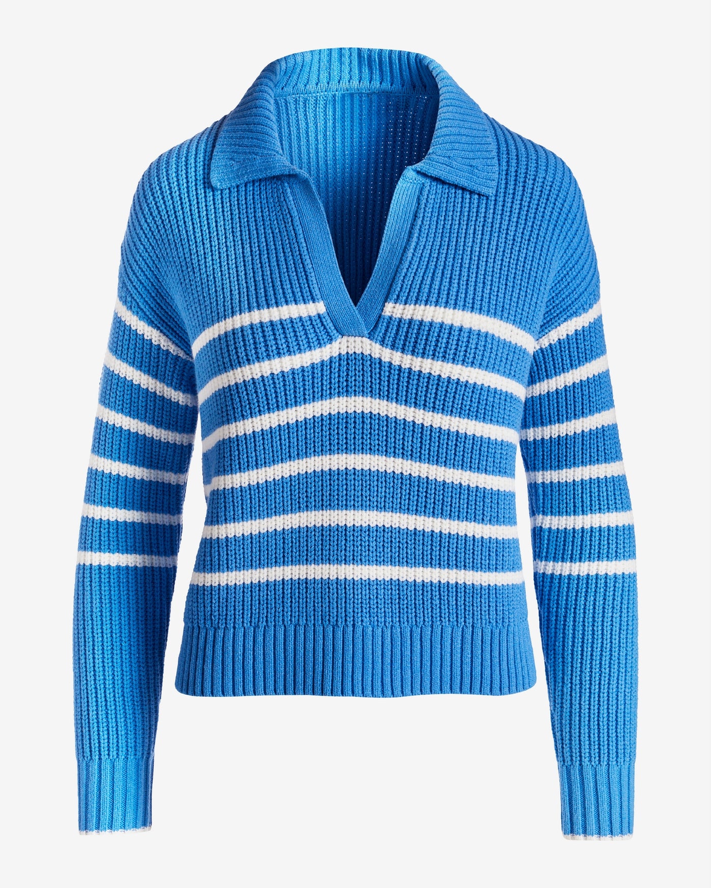 Collared Striped Relaxed Sweater Campanula