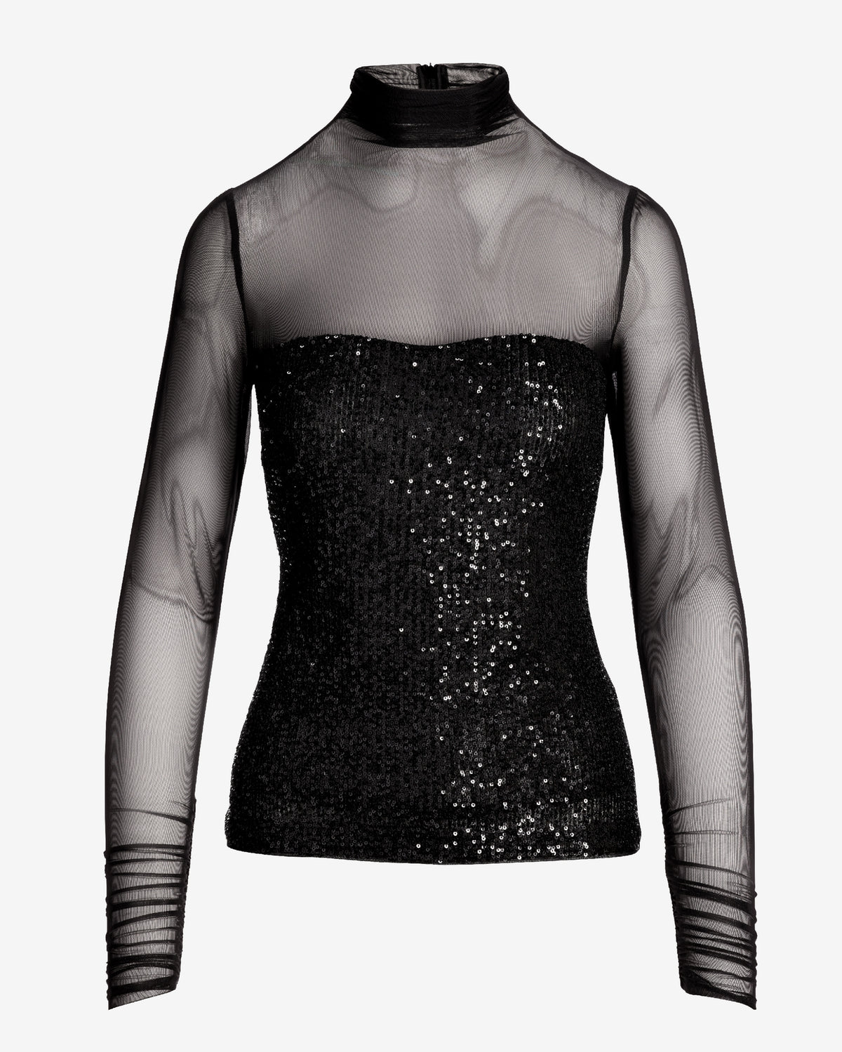 Sequin Sheer Top Black