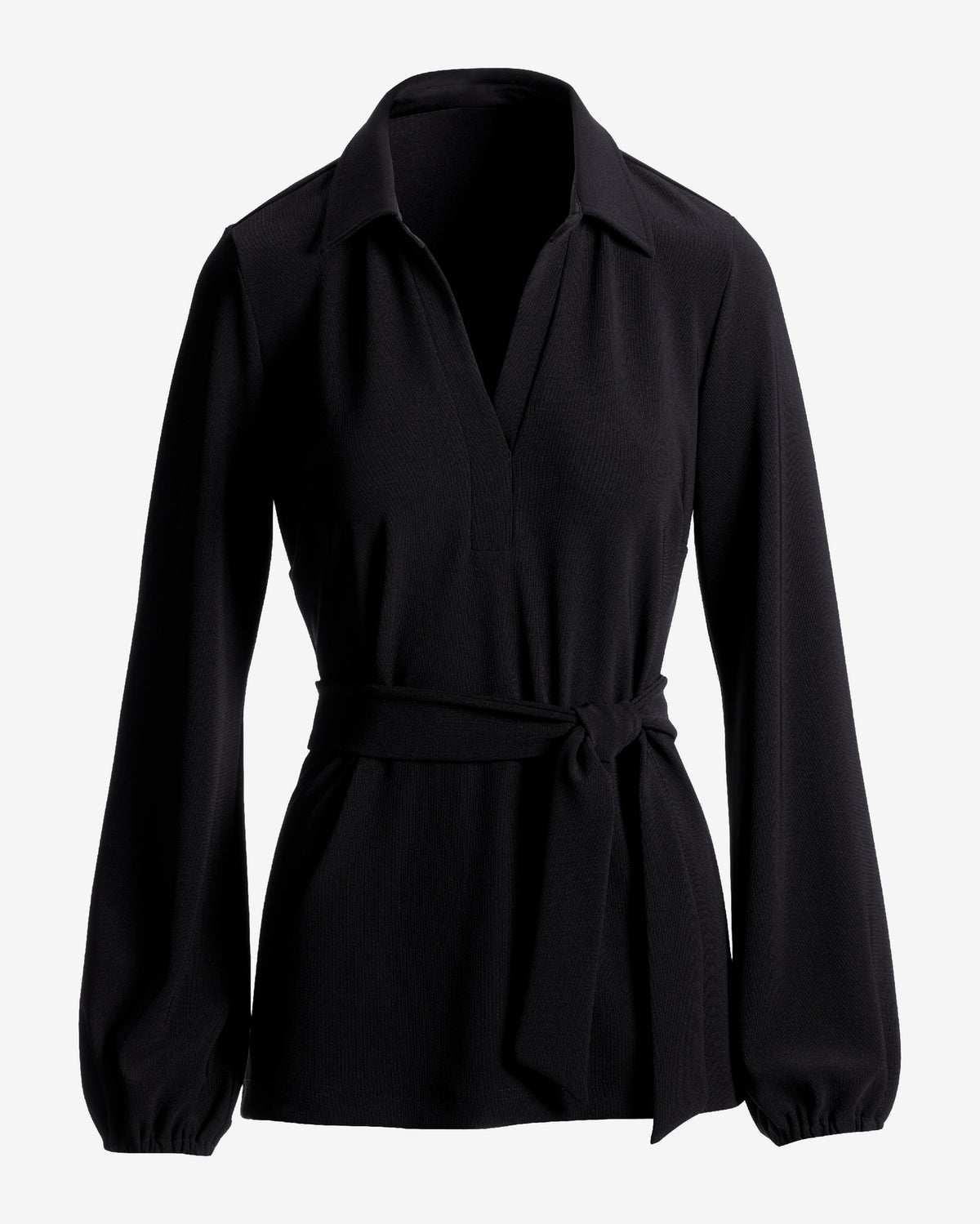 Beyond Travel Tie Waist Tunic Top Jet Black